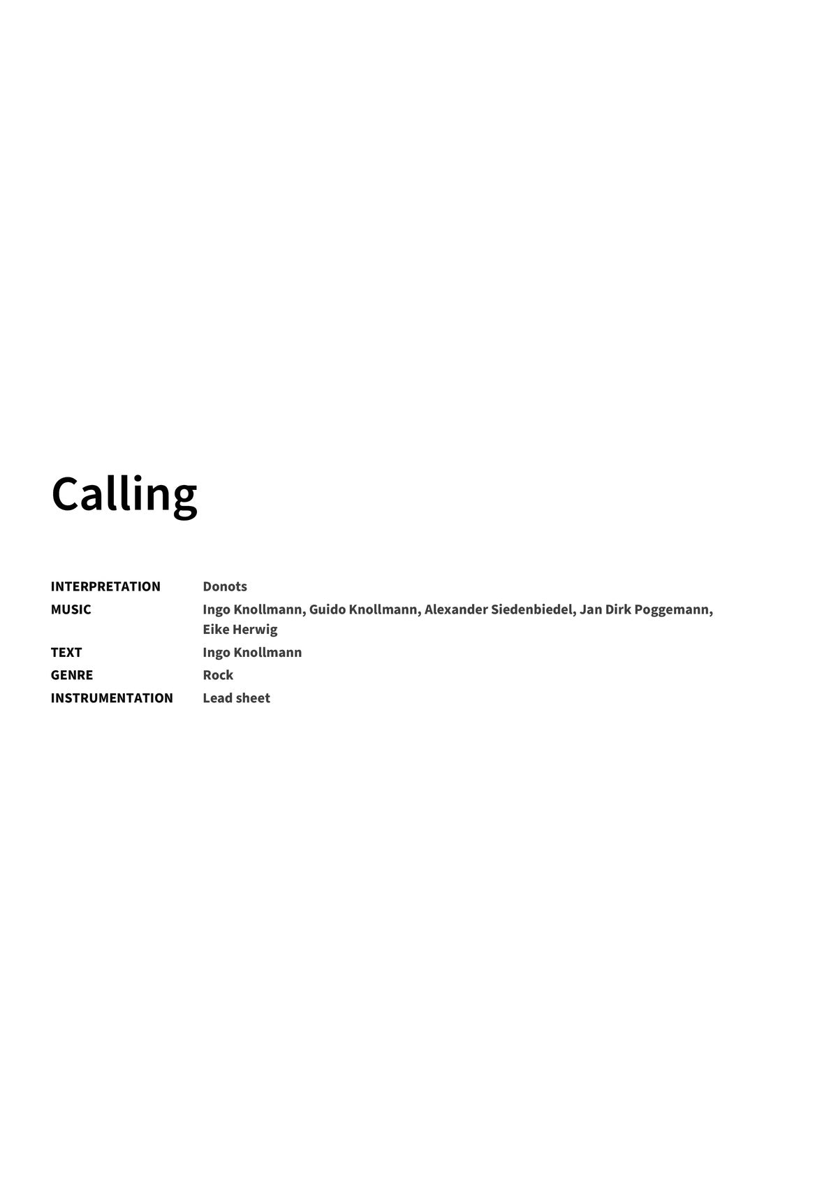 Calling - Title Page