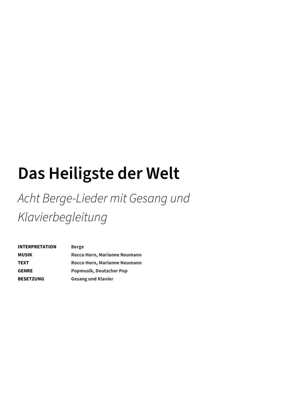 Das Heiligste der Welt - Title Page