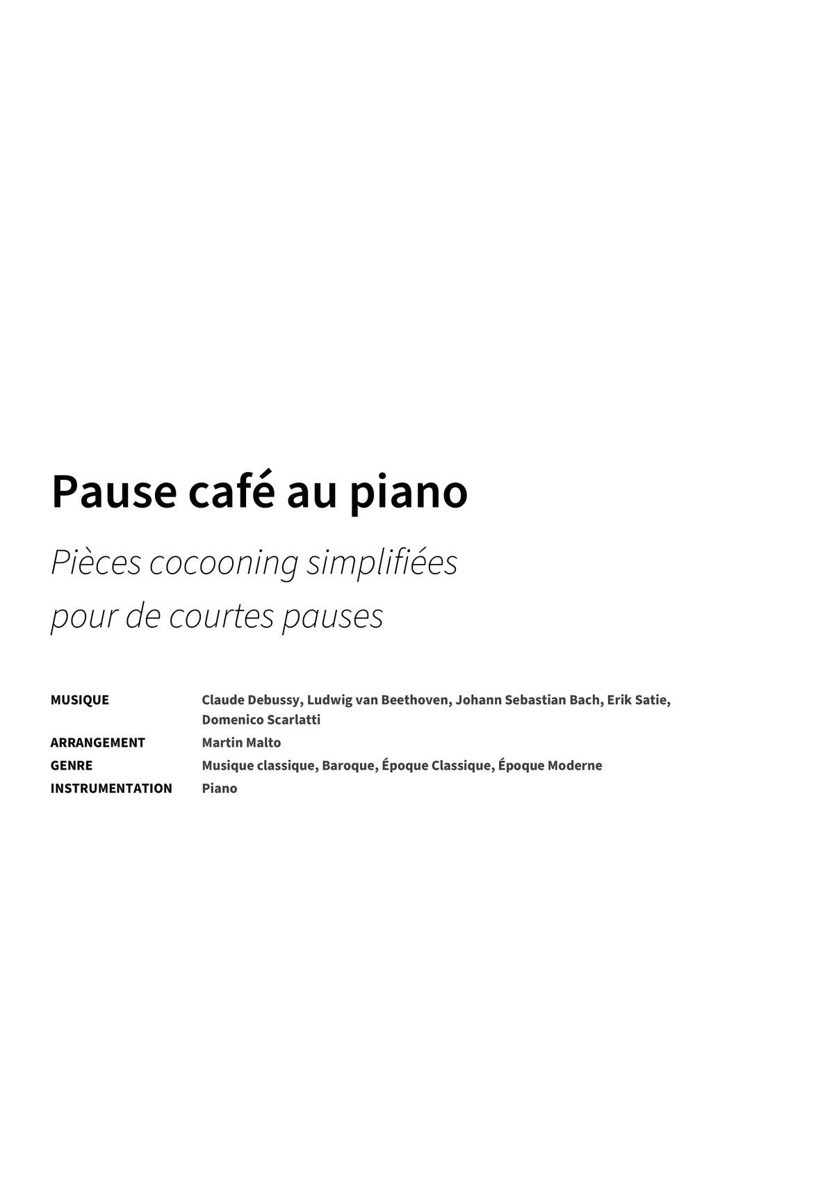 Pause café au piano - Title Page