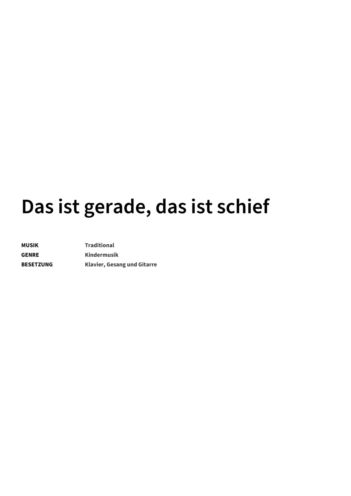 Das ist gerade, das ist schief - Title Page