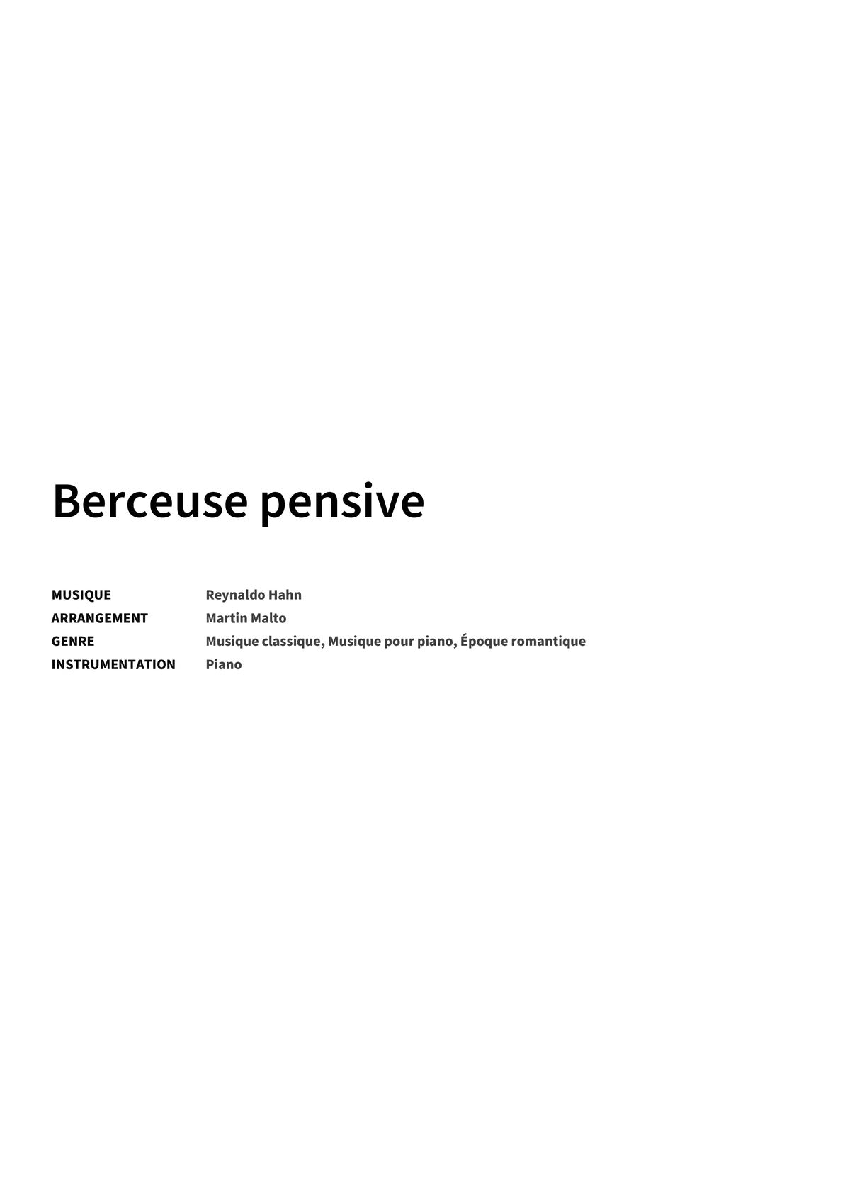 Berceuse pensive - Title Page