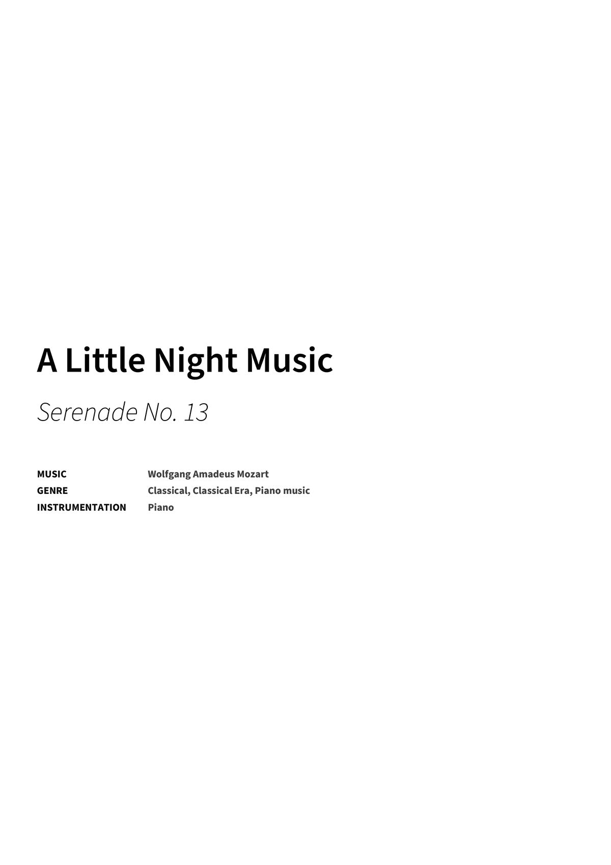 A Little Night Music - Title Page