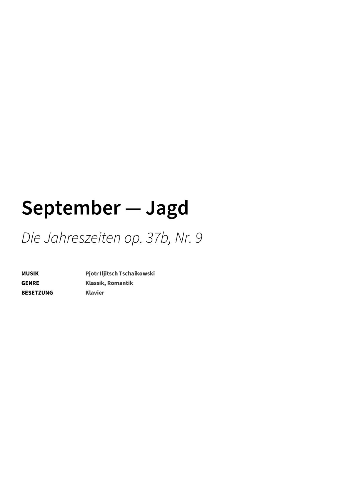 September — Jagd - Title Page