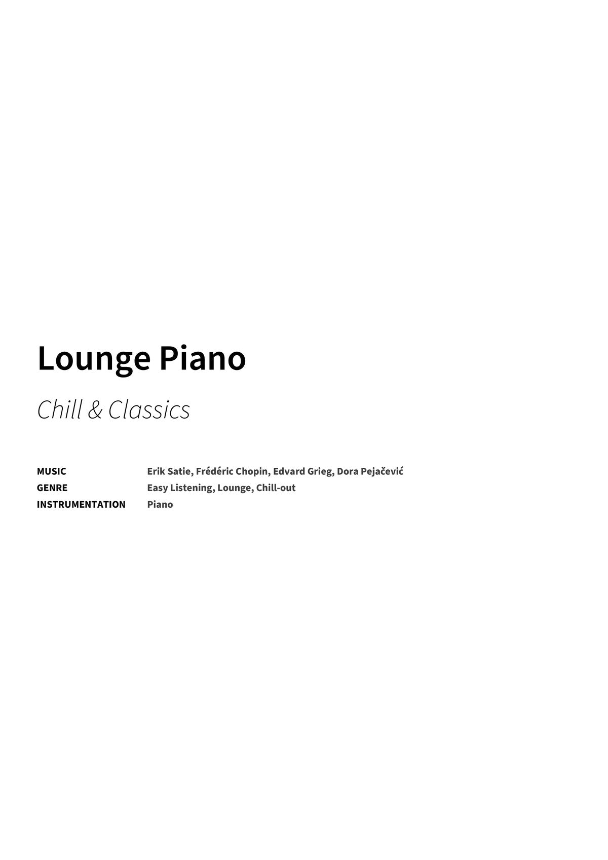 Lounge Piano - Title Page