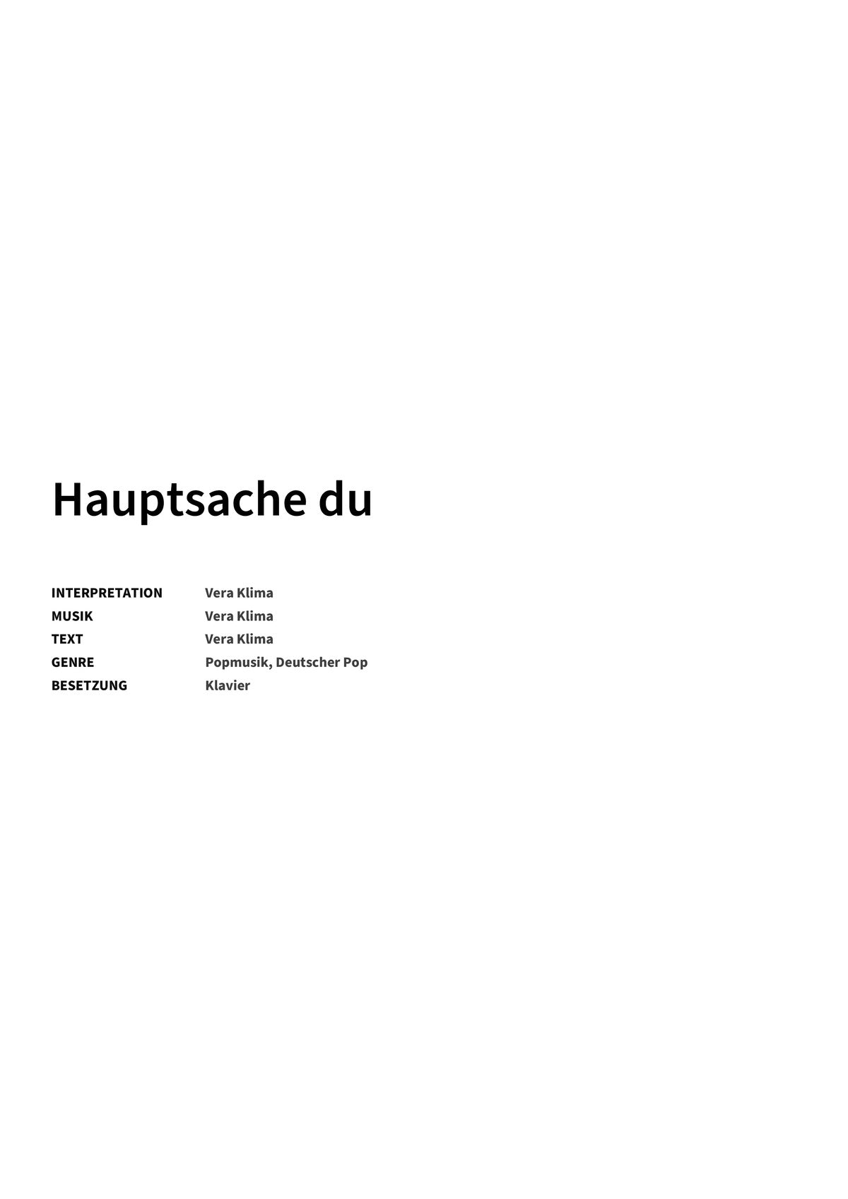 Hauptsache du - Title Page