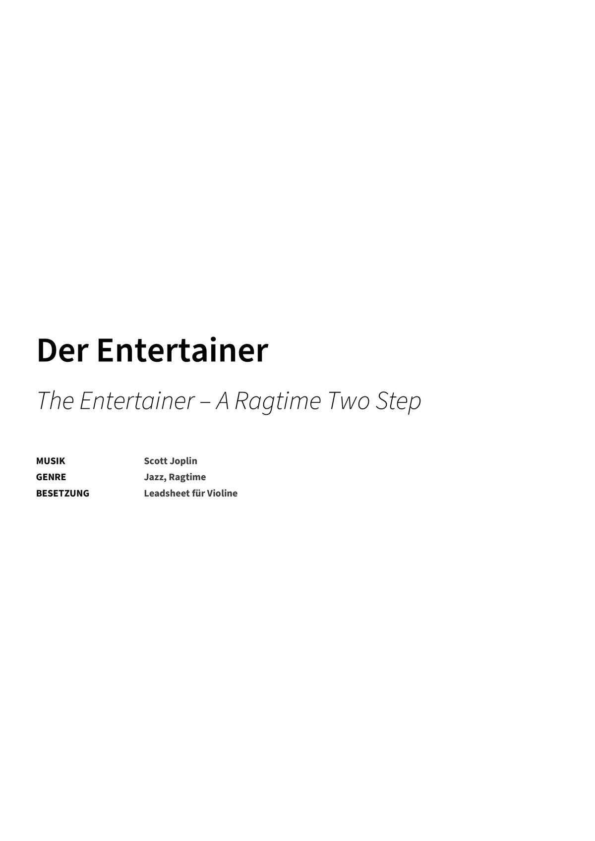 Der Entertainer - Title Page