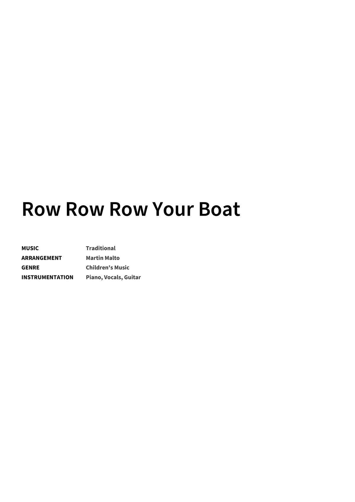 Row Row Row Your Boat - Title Page