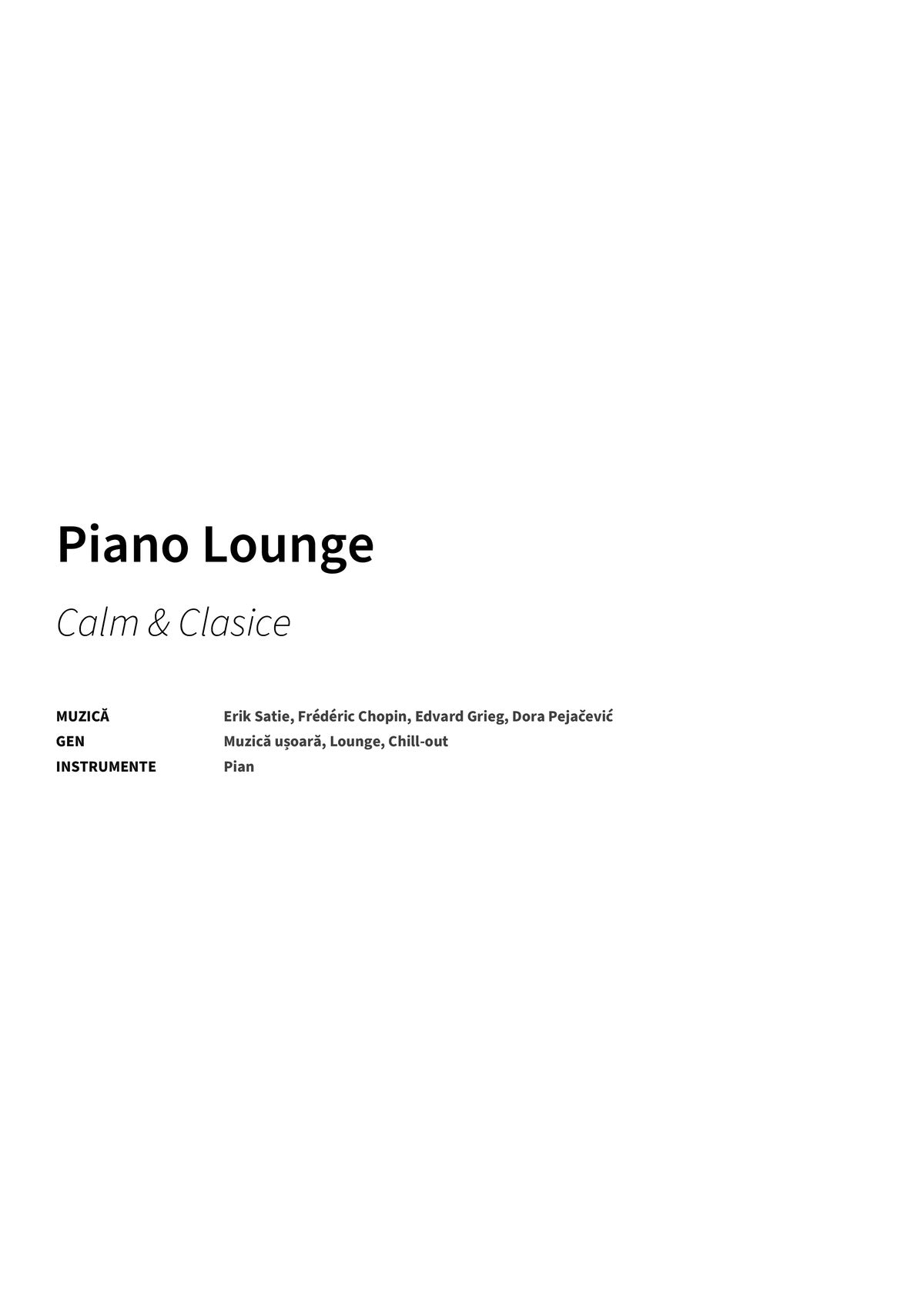 Piano Lounge - Title Page