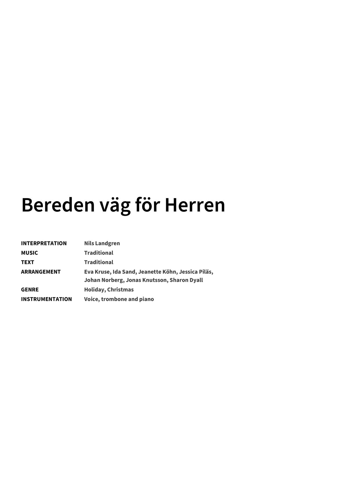 Bereden väg för Herren - Title Page