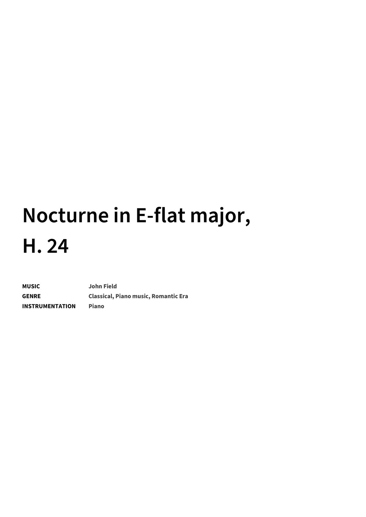 Nocturne in E-flat major, H. 24 - Title Page