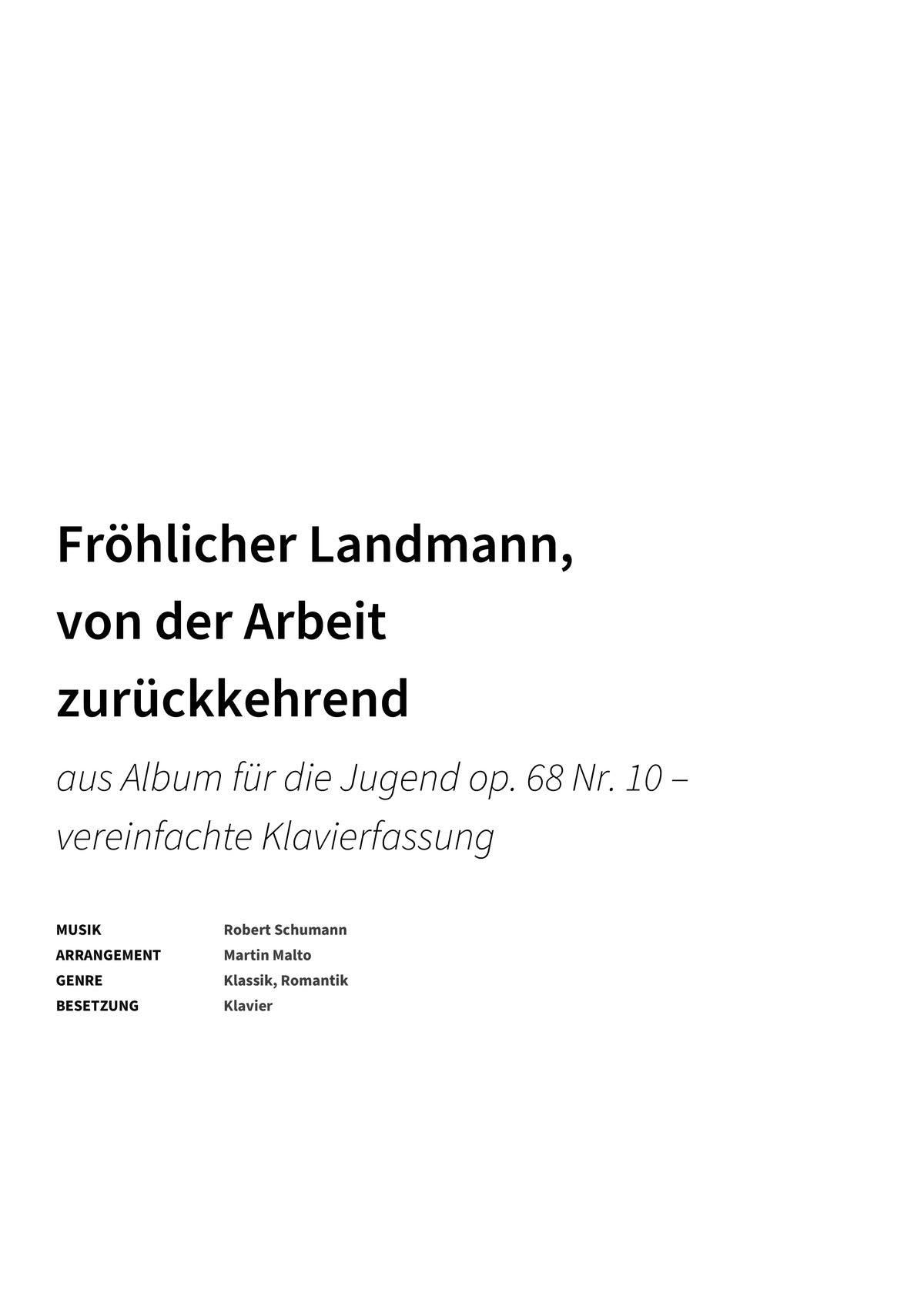 Fröhlicher Landmann, von der Arbeit zurückkehrend - Title Page