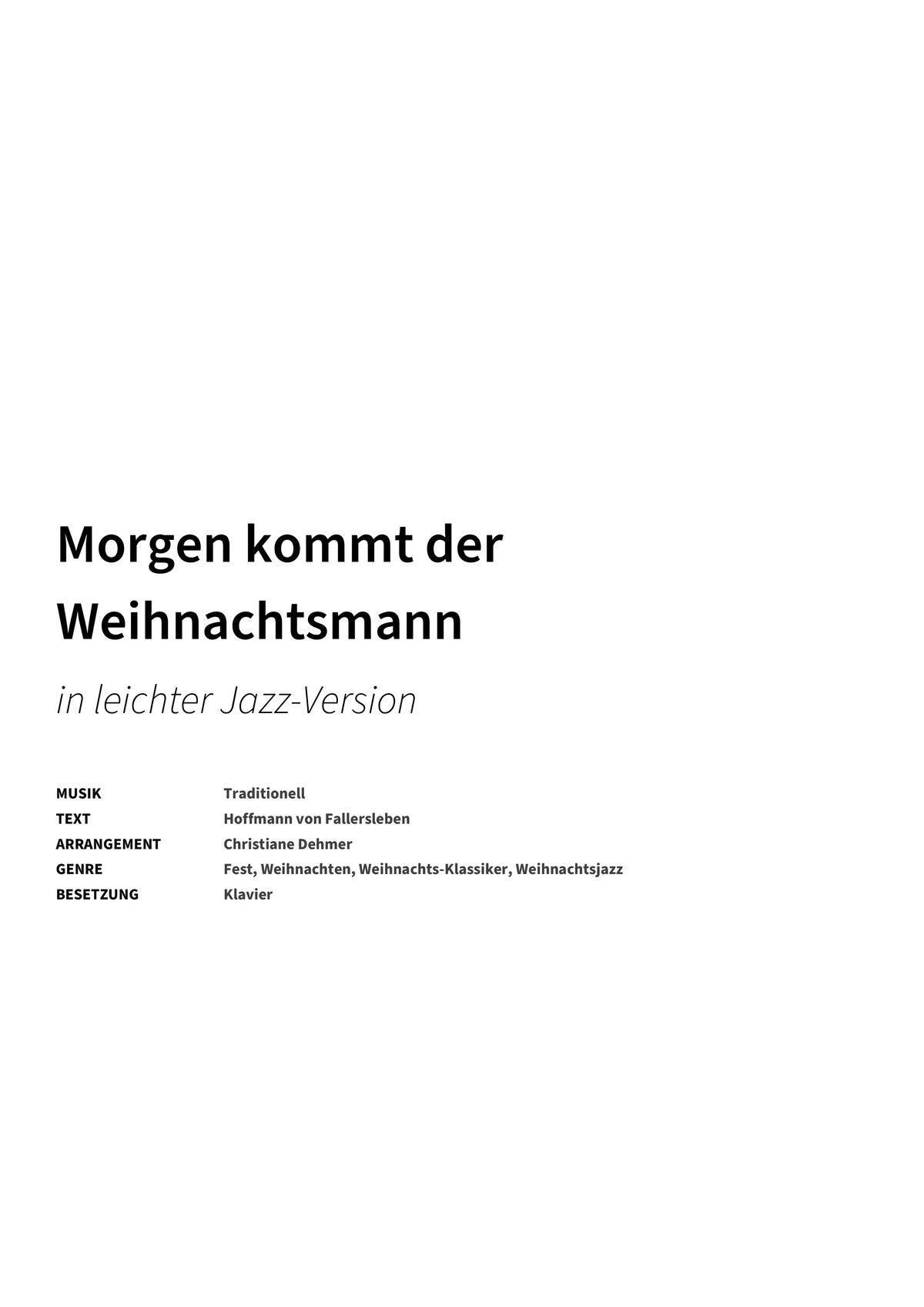 Morgen kommt der Weihnachtsmann - Title Page