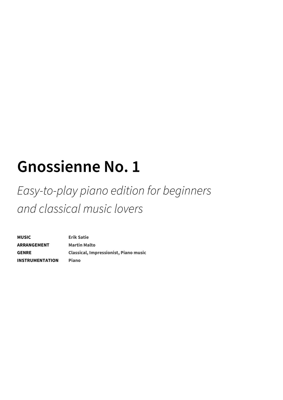 Gnossienne No. 1 - Title Page