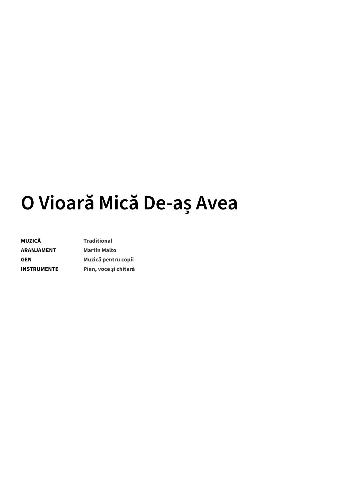 O Vioară Mică De-aș Avea - Title Page