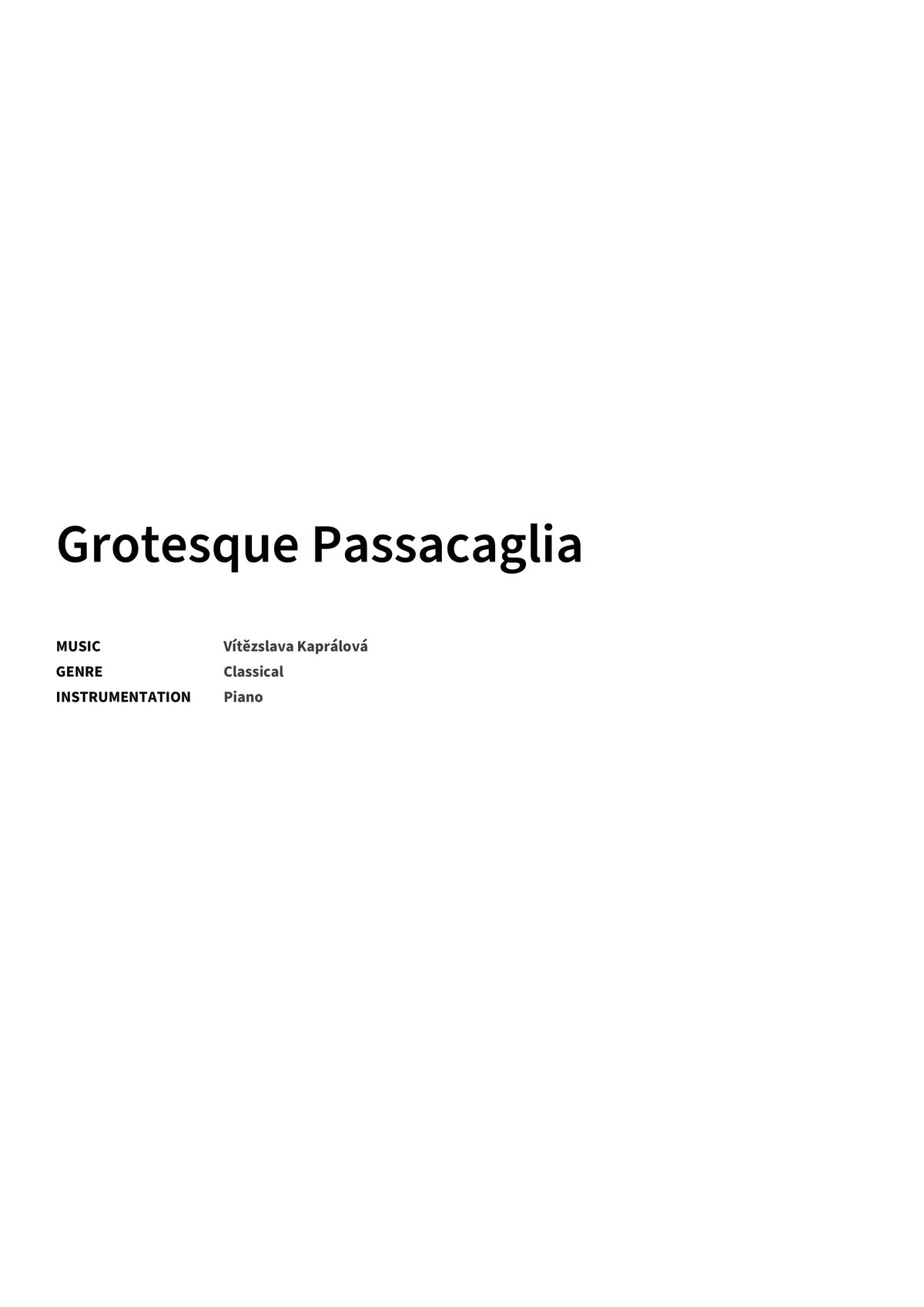 Grotesque Passacaglia - Title Page