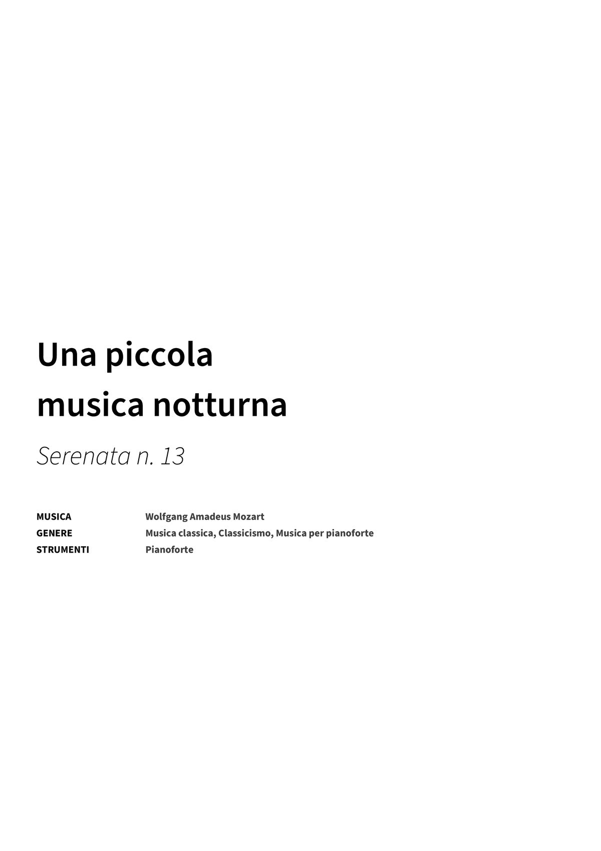 Una piccola musica notturna - Title Page