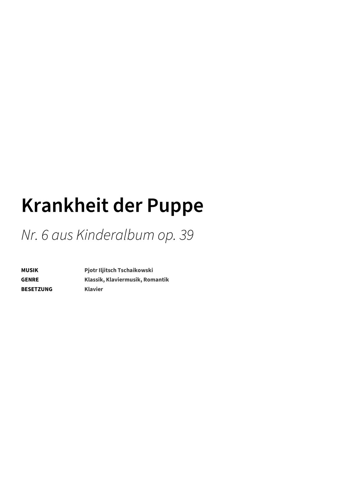 Krankheit der Puppe - Title Page