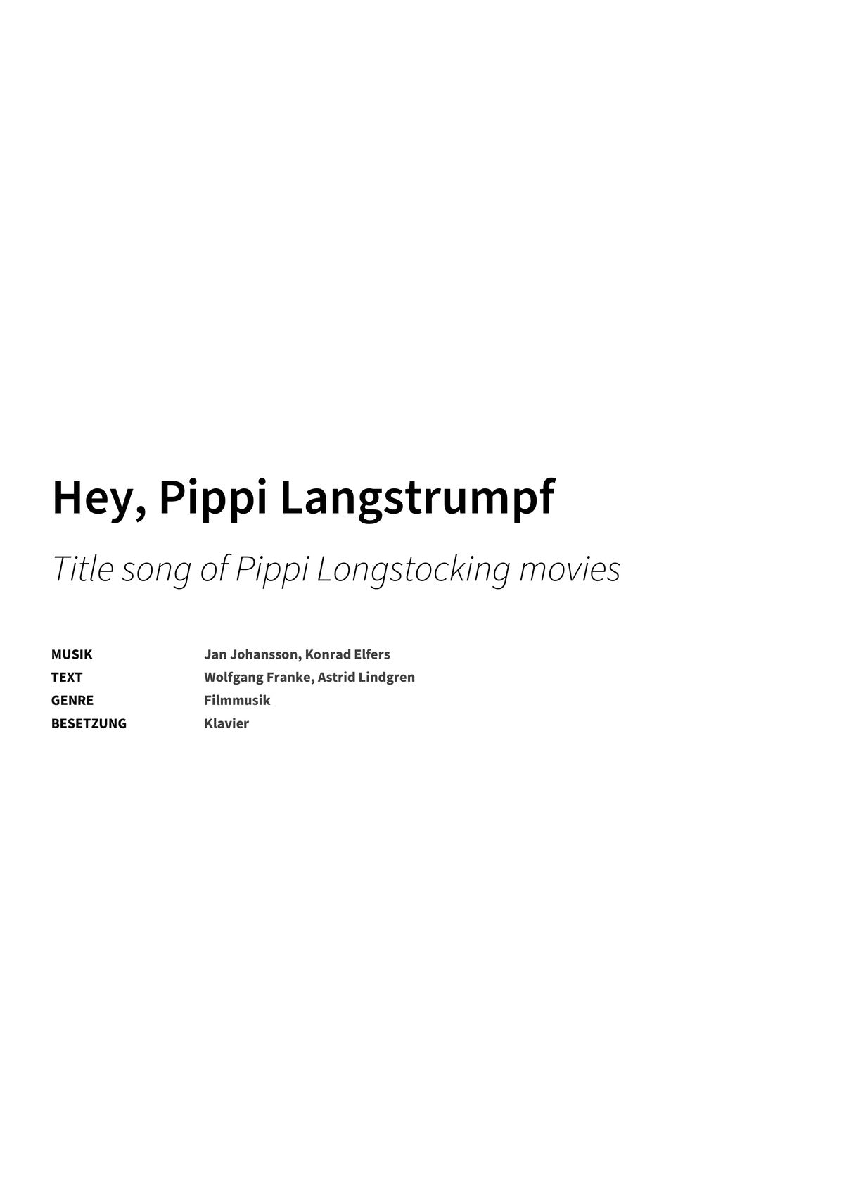 Hey, Pippi Langstrumpf - Title Page