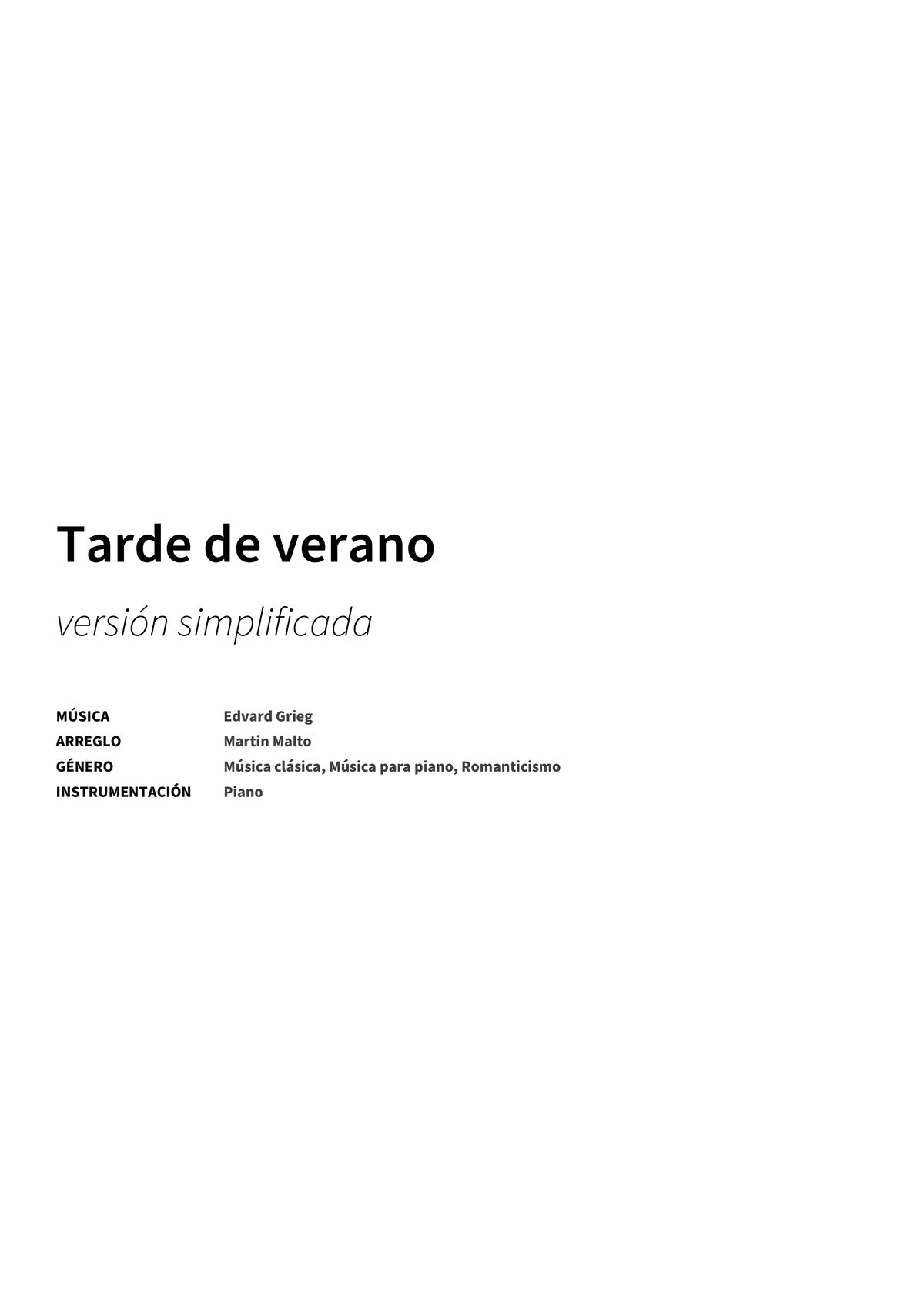 Tarde de verano - Title Page