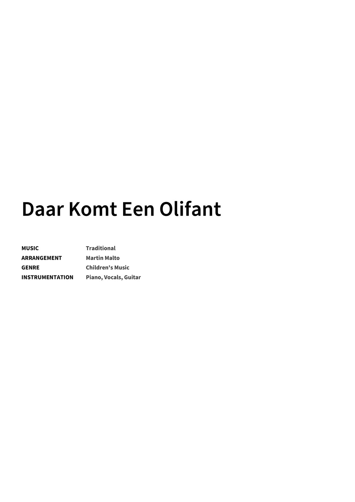 Daar Komt Een Olifant - Title Page