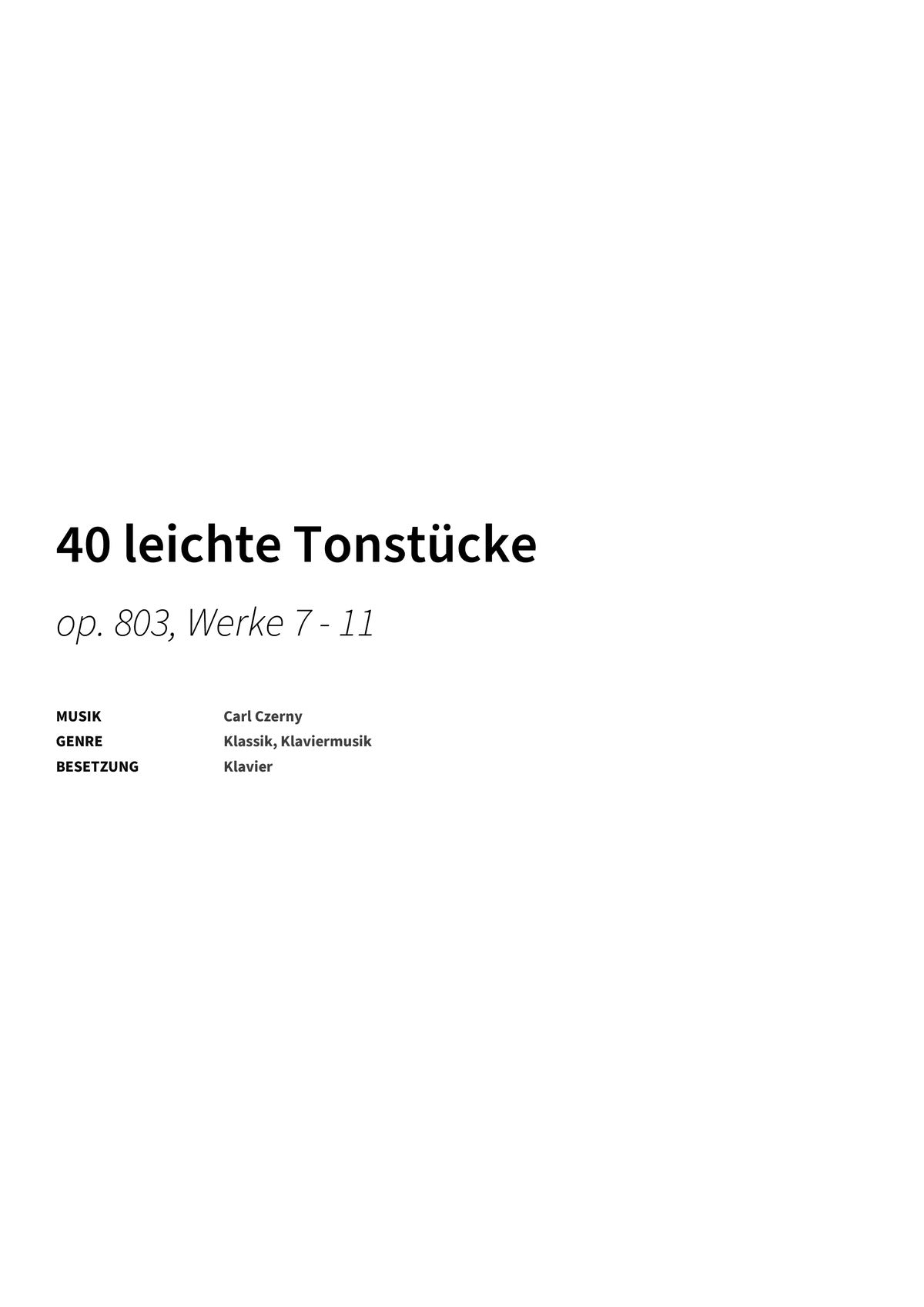 40 leichte Tonstücke - Title Page