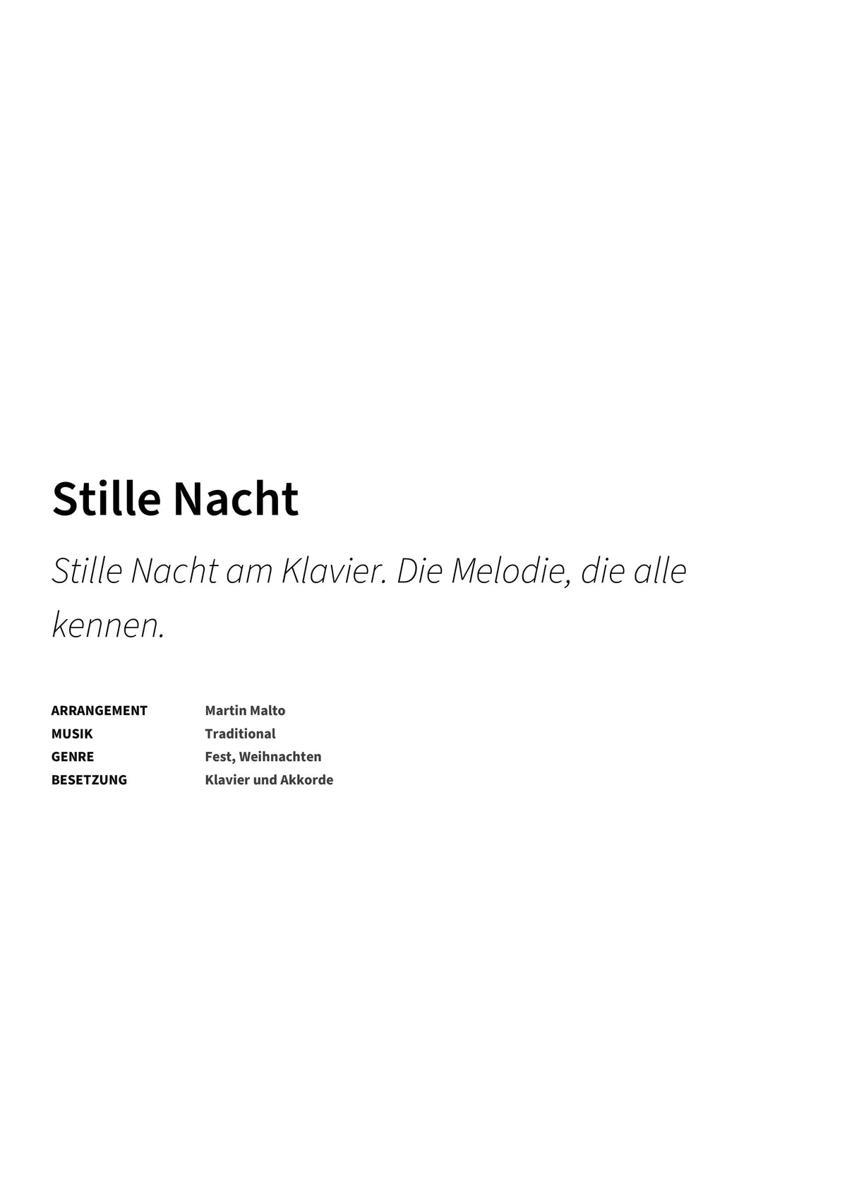 Stille Nacht - Title Page