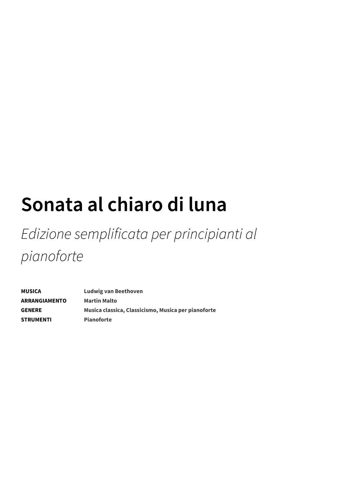 Sonata al chiaro di luna - Title Page