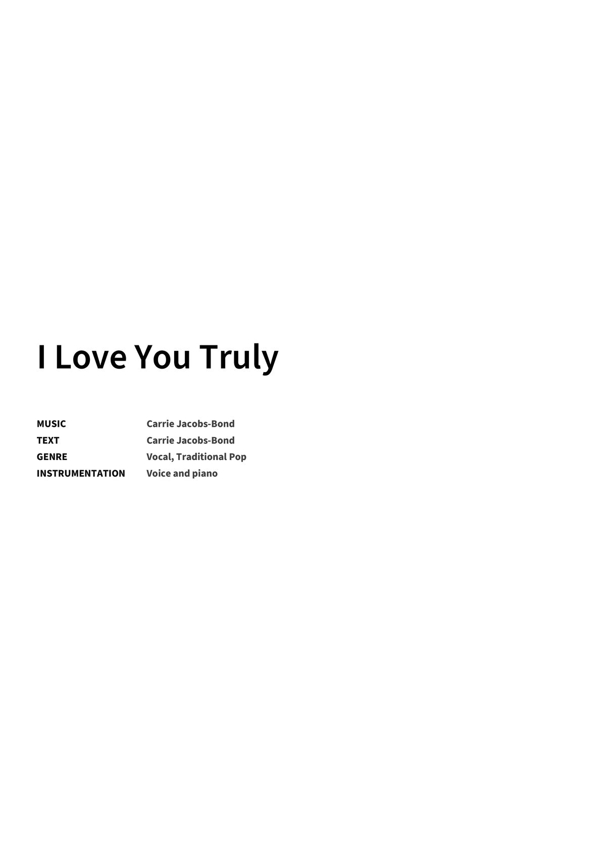 I Love You Truly - Title Page