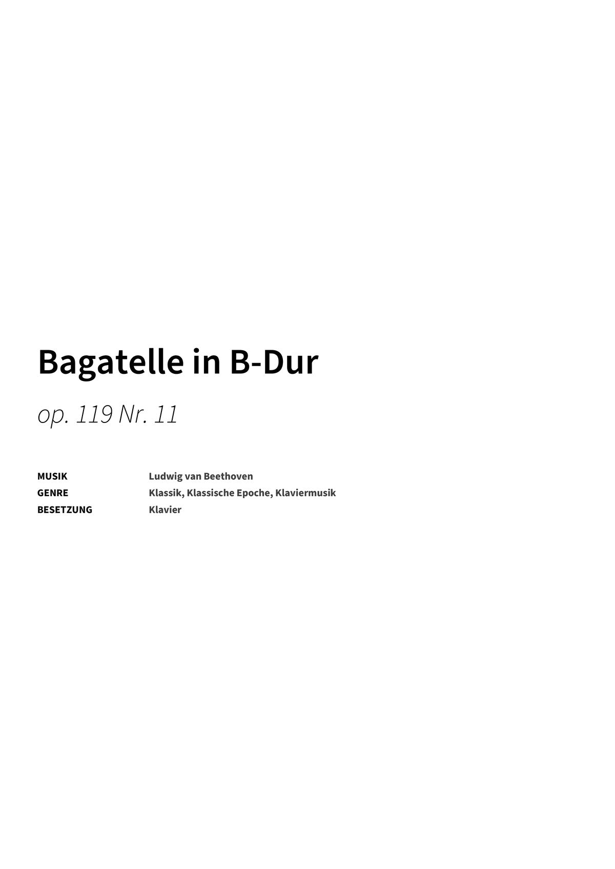 Bagatelle in B-Dur - Title Page