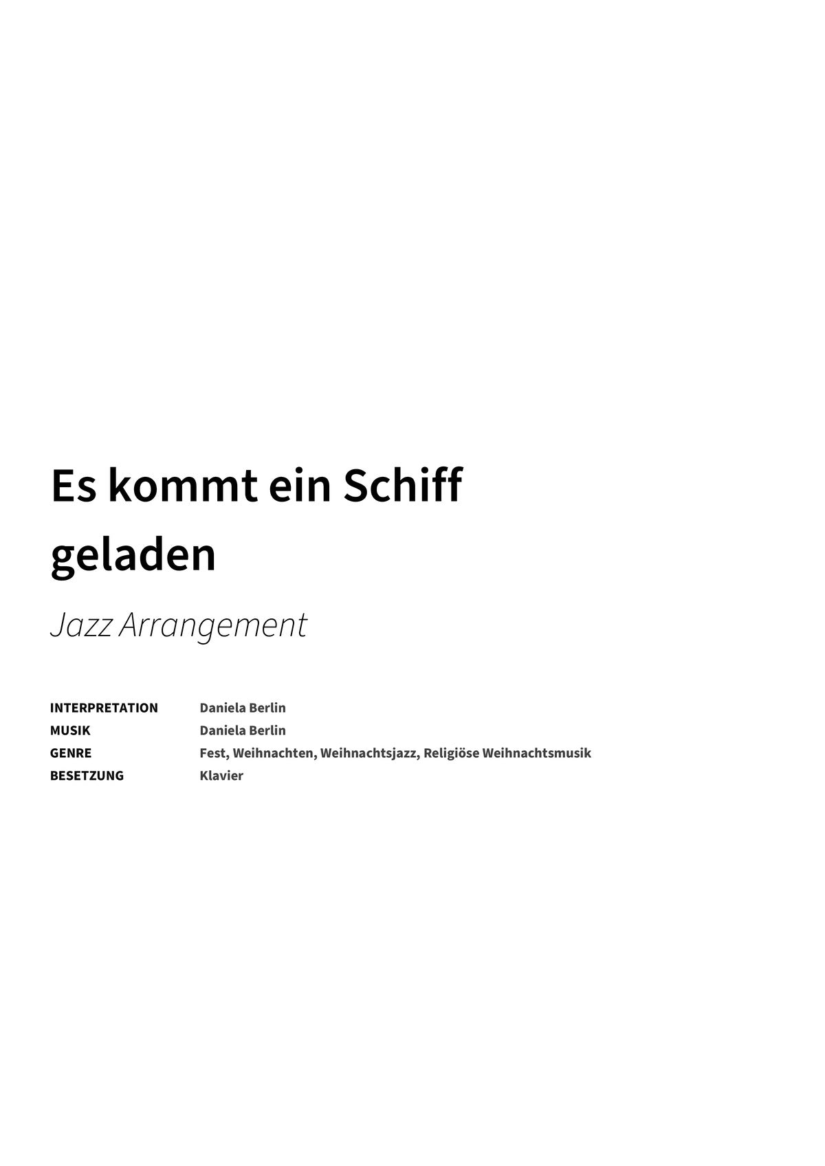 Es kommt ein Schiff geladen - Title Page