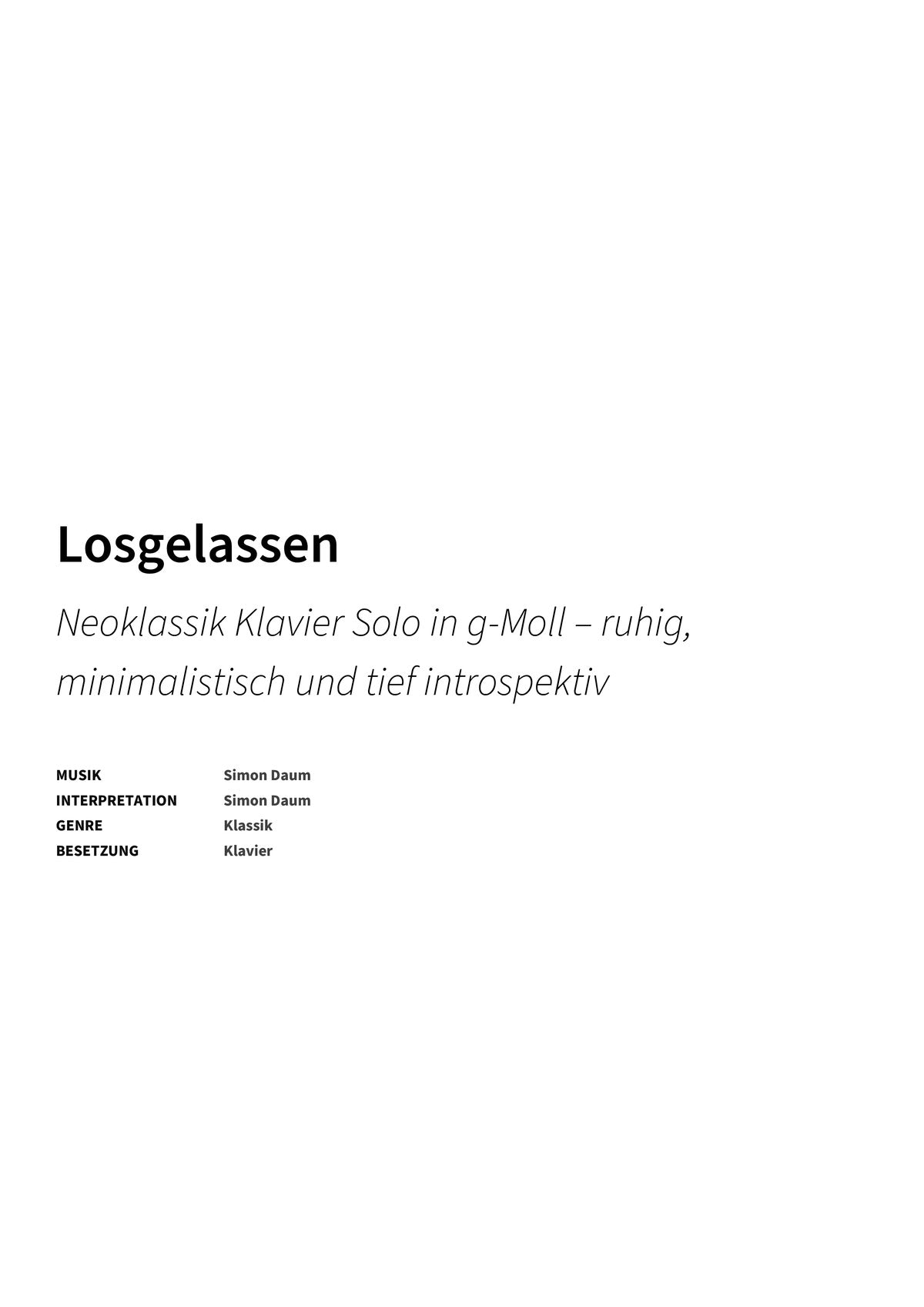 Losgelassen - Title Page