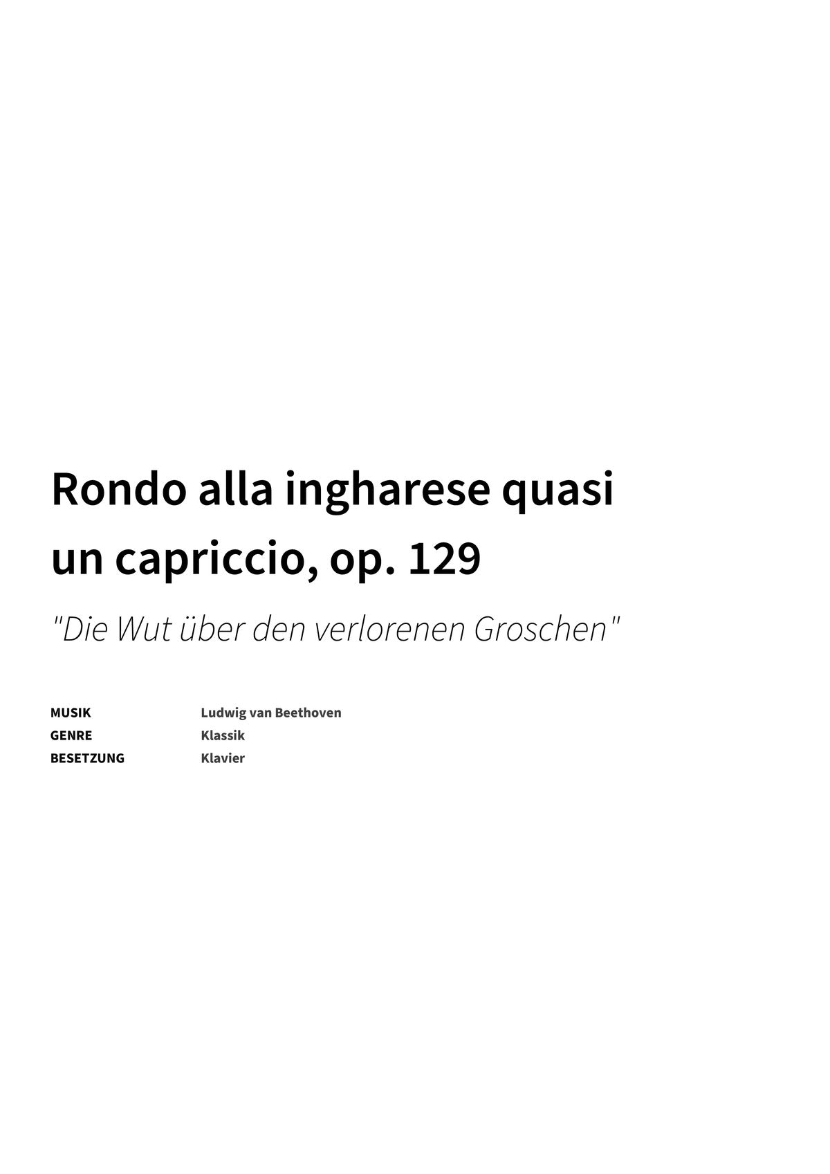 Rondo alla ingharese quasi un capriccio, op. 129 - Title Page