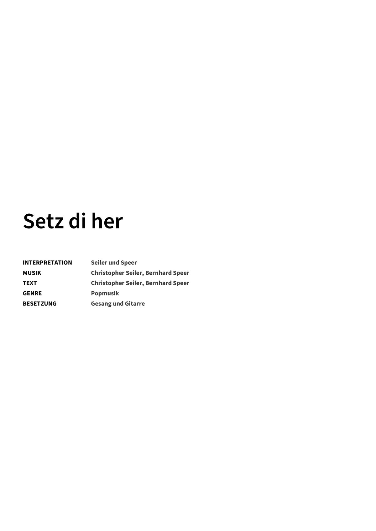 Setz di her - Title Page
