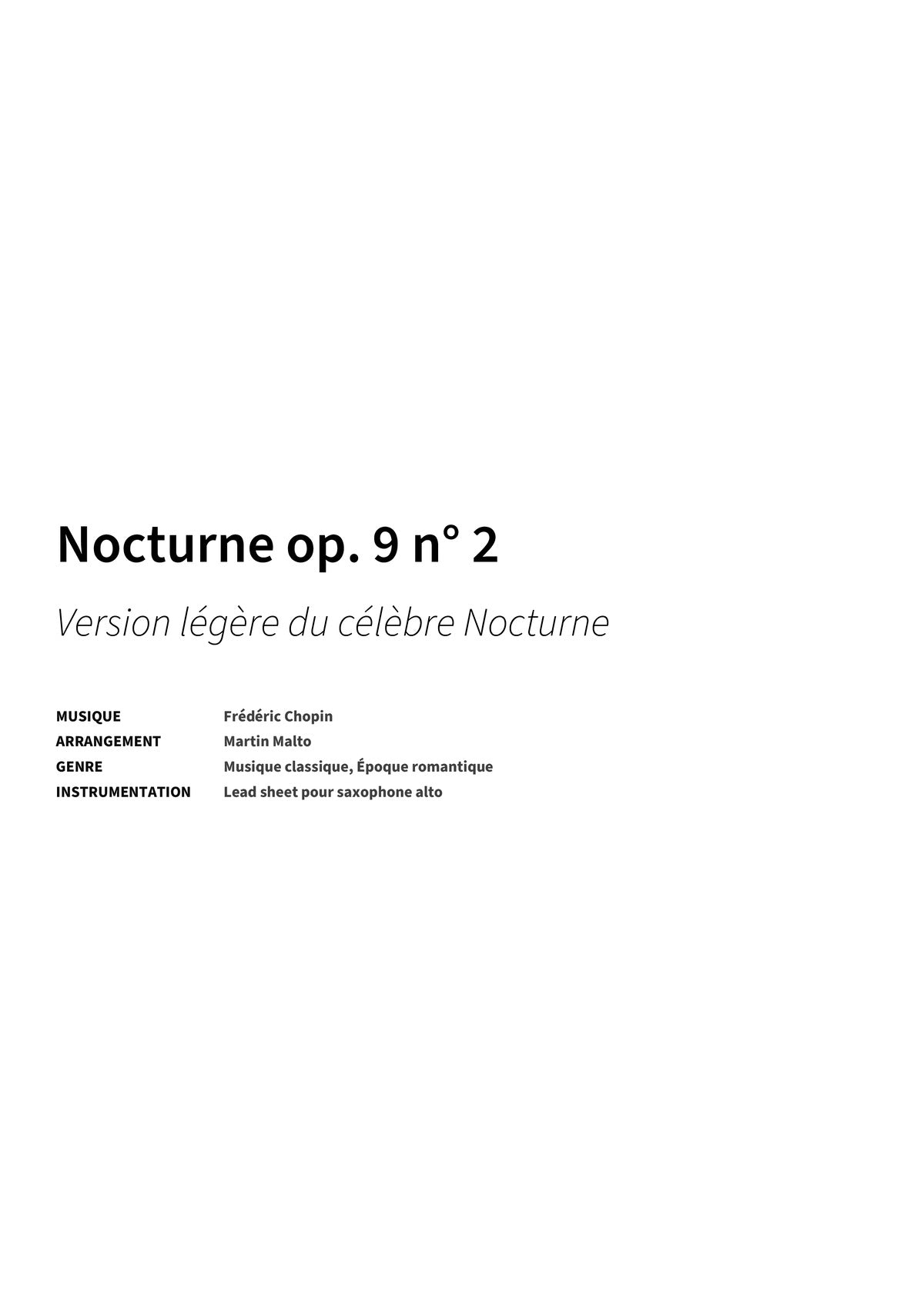 Nocturne op. 9 n° 2 - Title Page