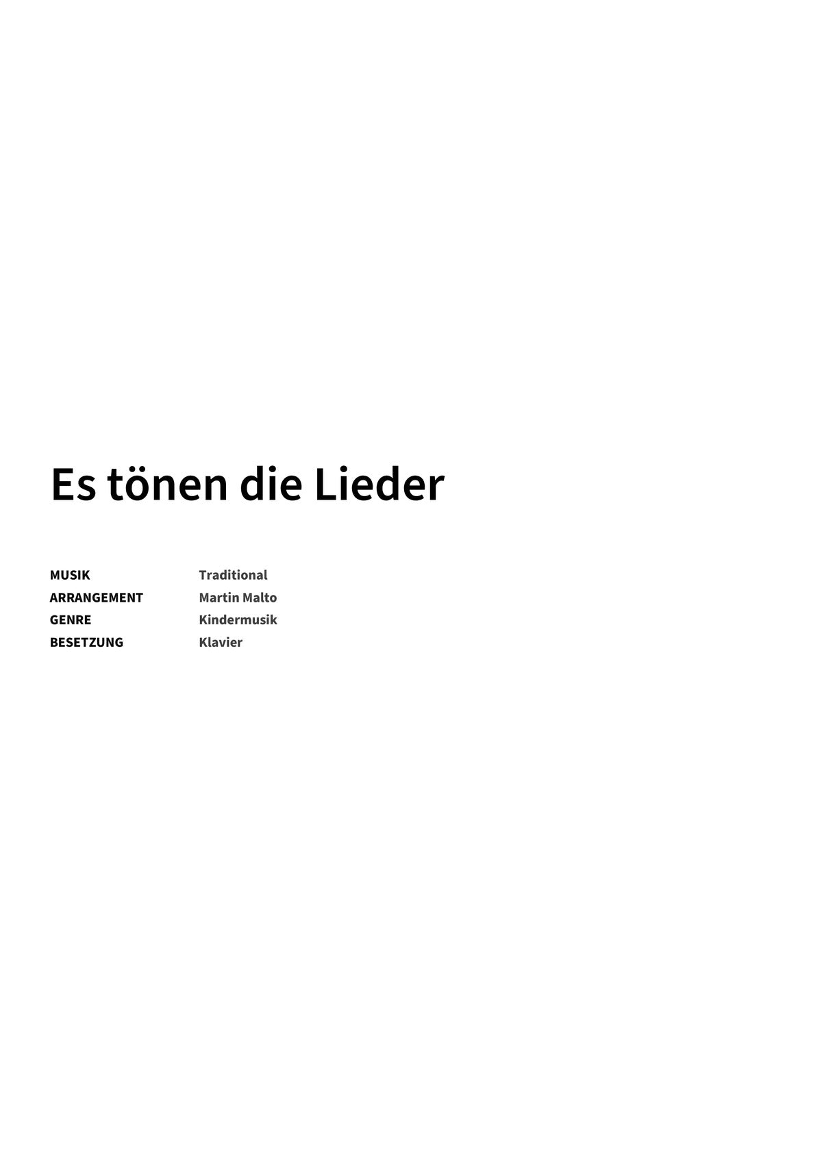 Es tönen die Lieder - Title Page