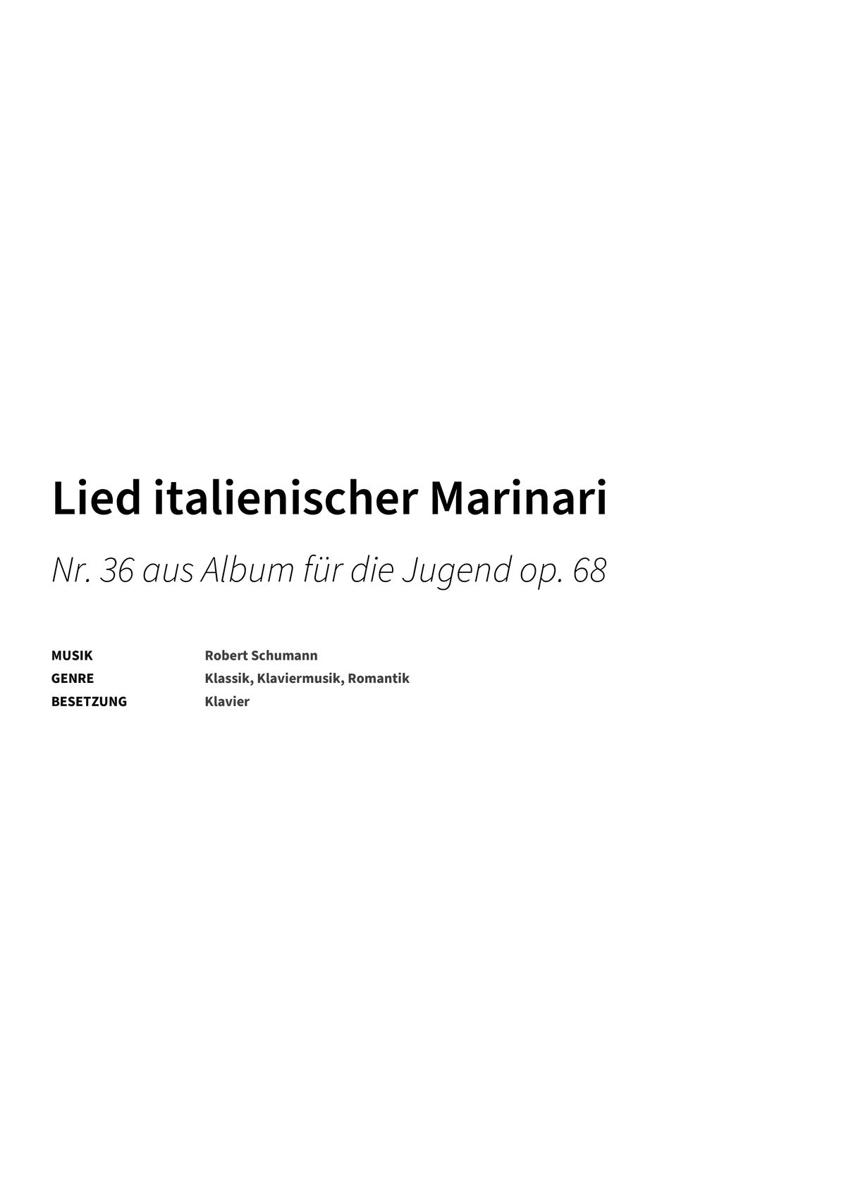 Lied italienischer Marinari - Title Page