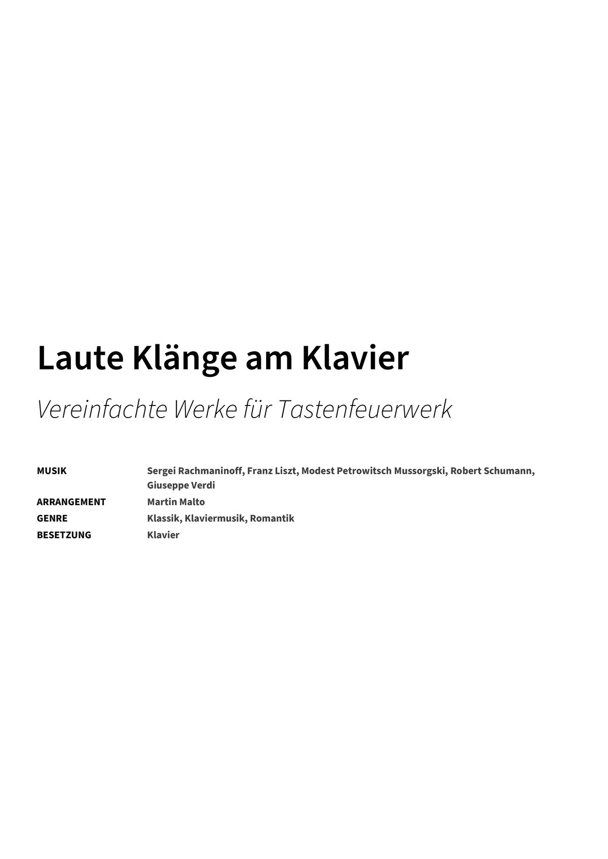 Laute Klänge am Klavier - Title Page