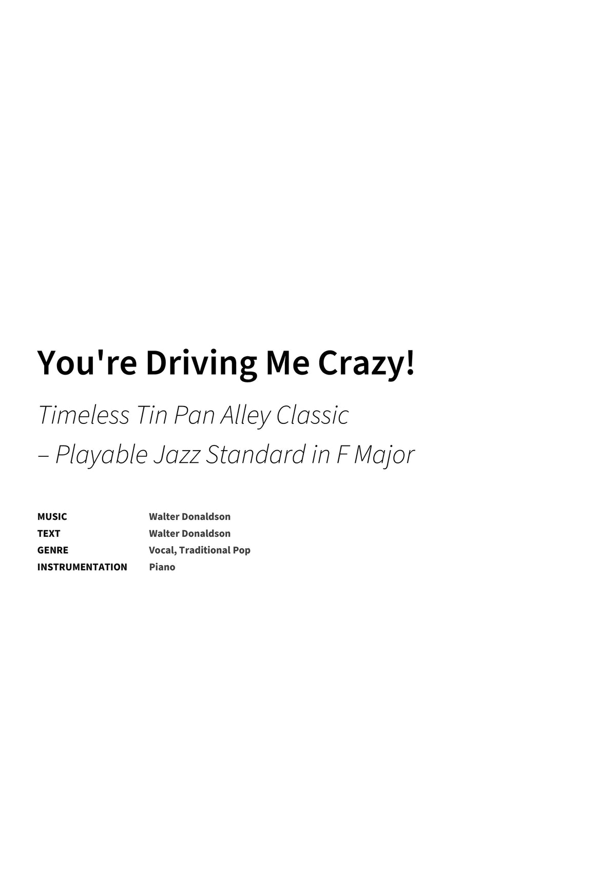 You're Driving Me Crazy! - Title Page