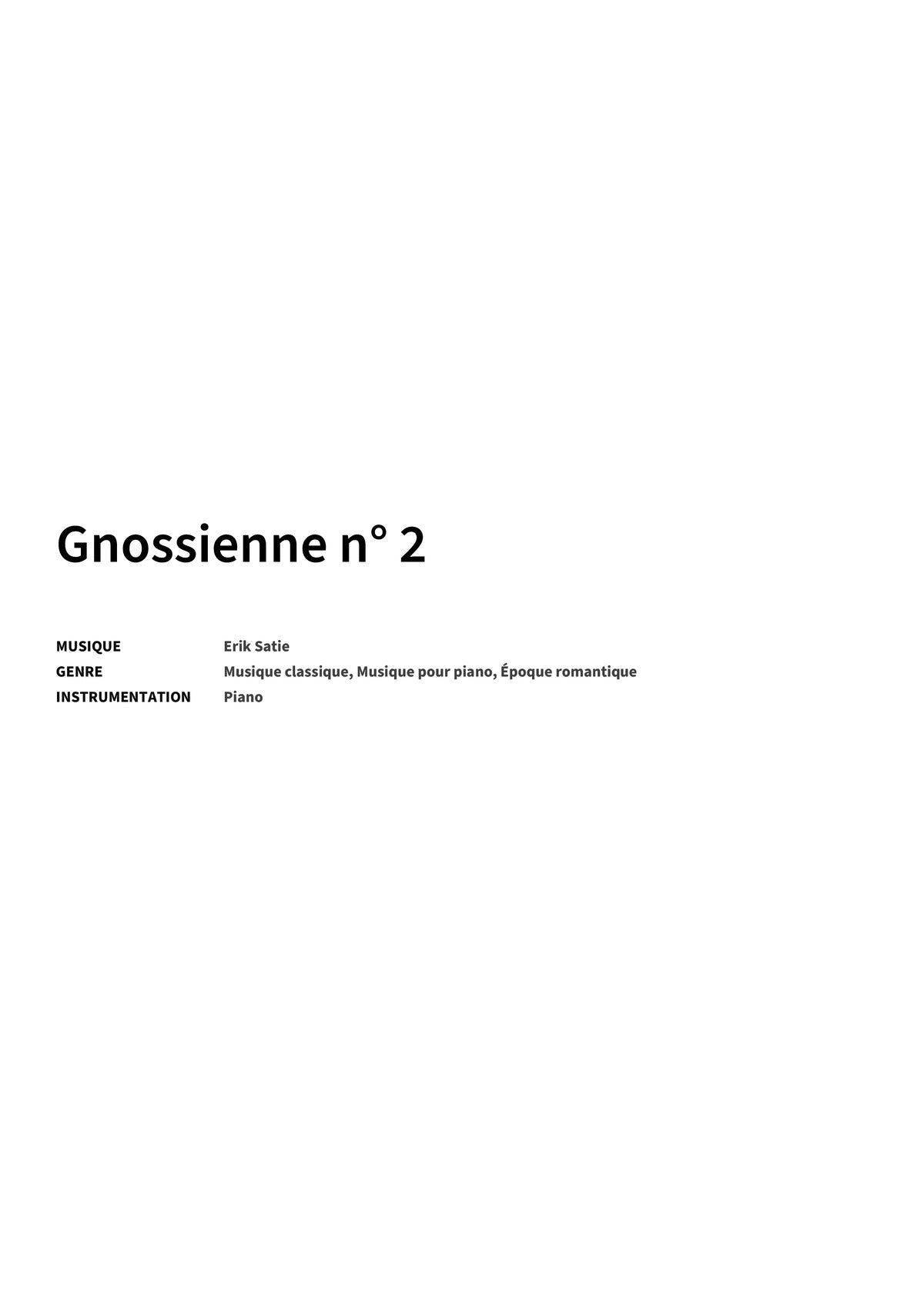 Gnossienne n° 2 - Title Page