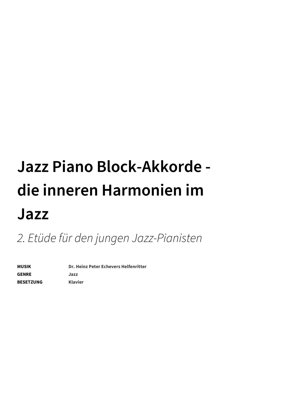 Jazz Piano Block-Akkorde - die inneren Harmonien im Jazz - Title Page