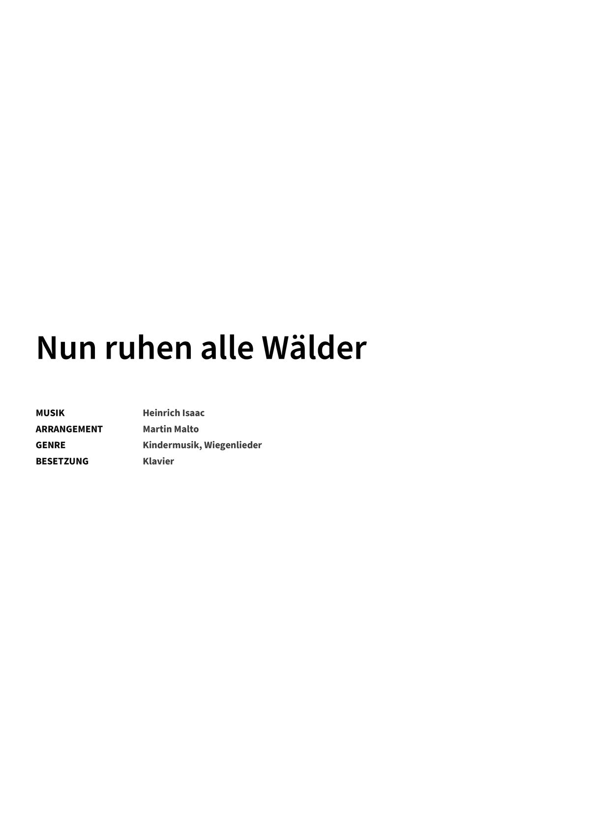 Nun ruhen alle Wälder - Title Page