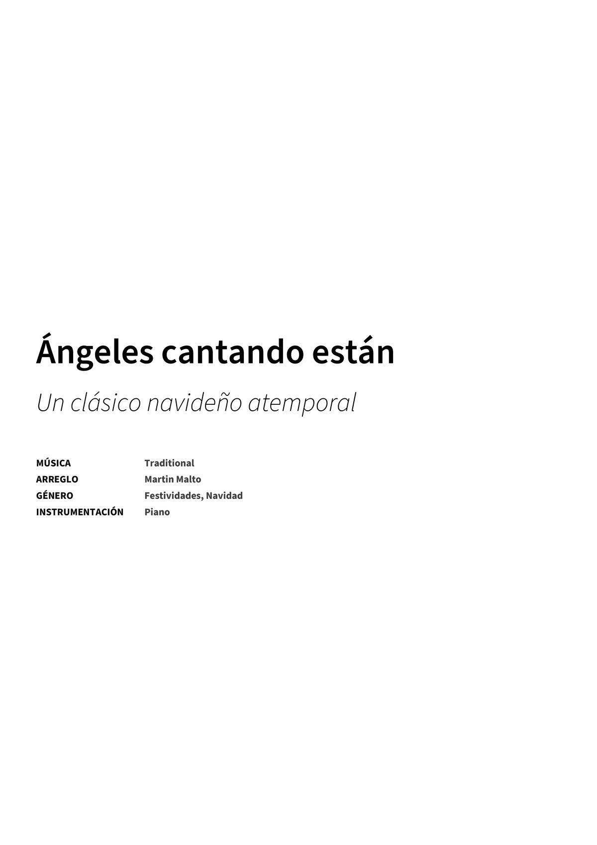 Ángeles cantando están - Title Page