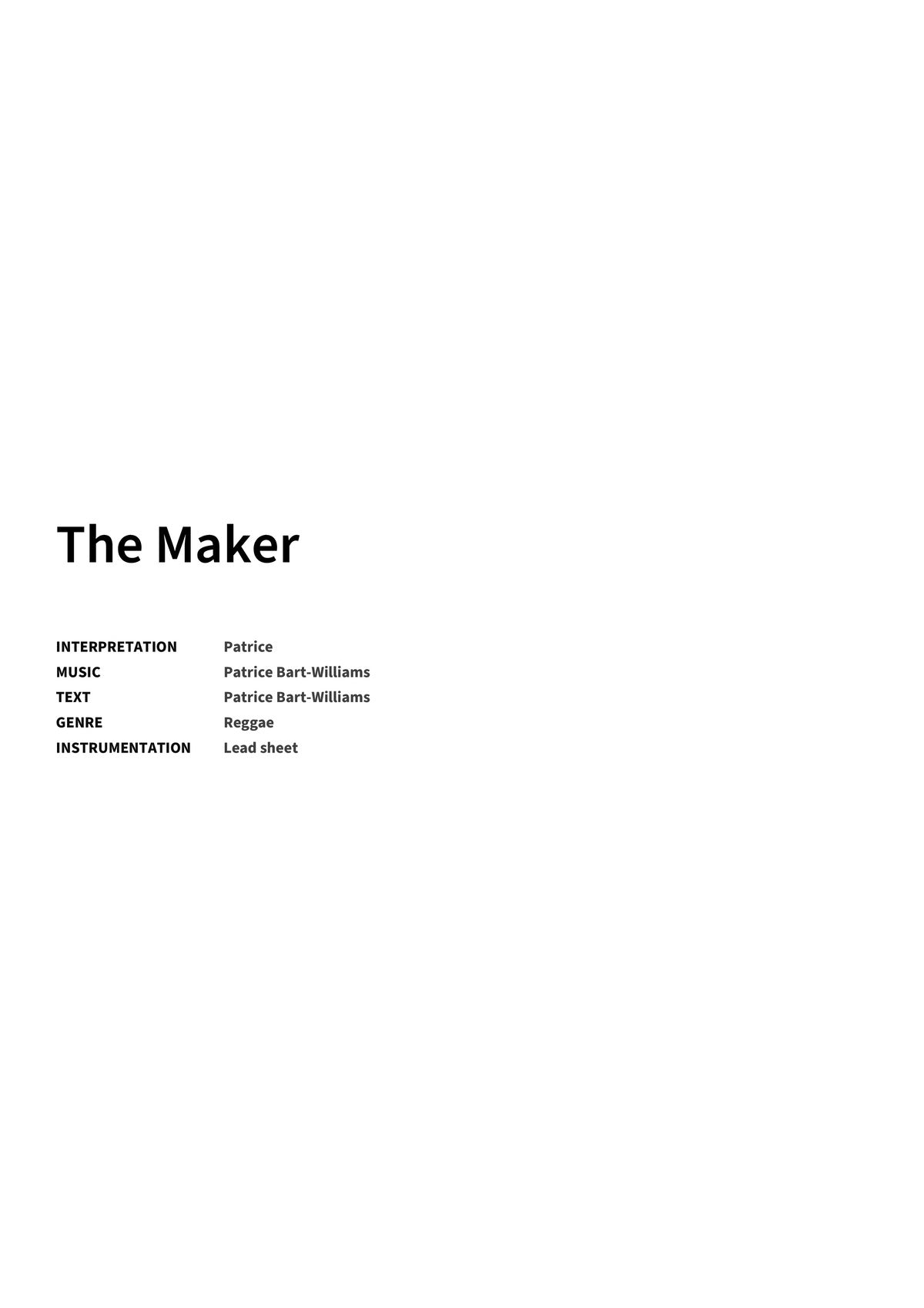The Maker - Title Page