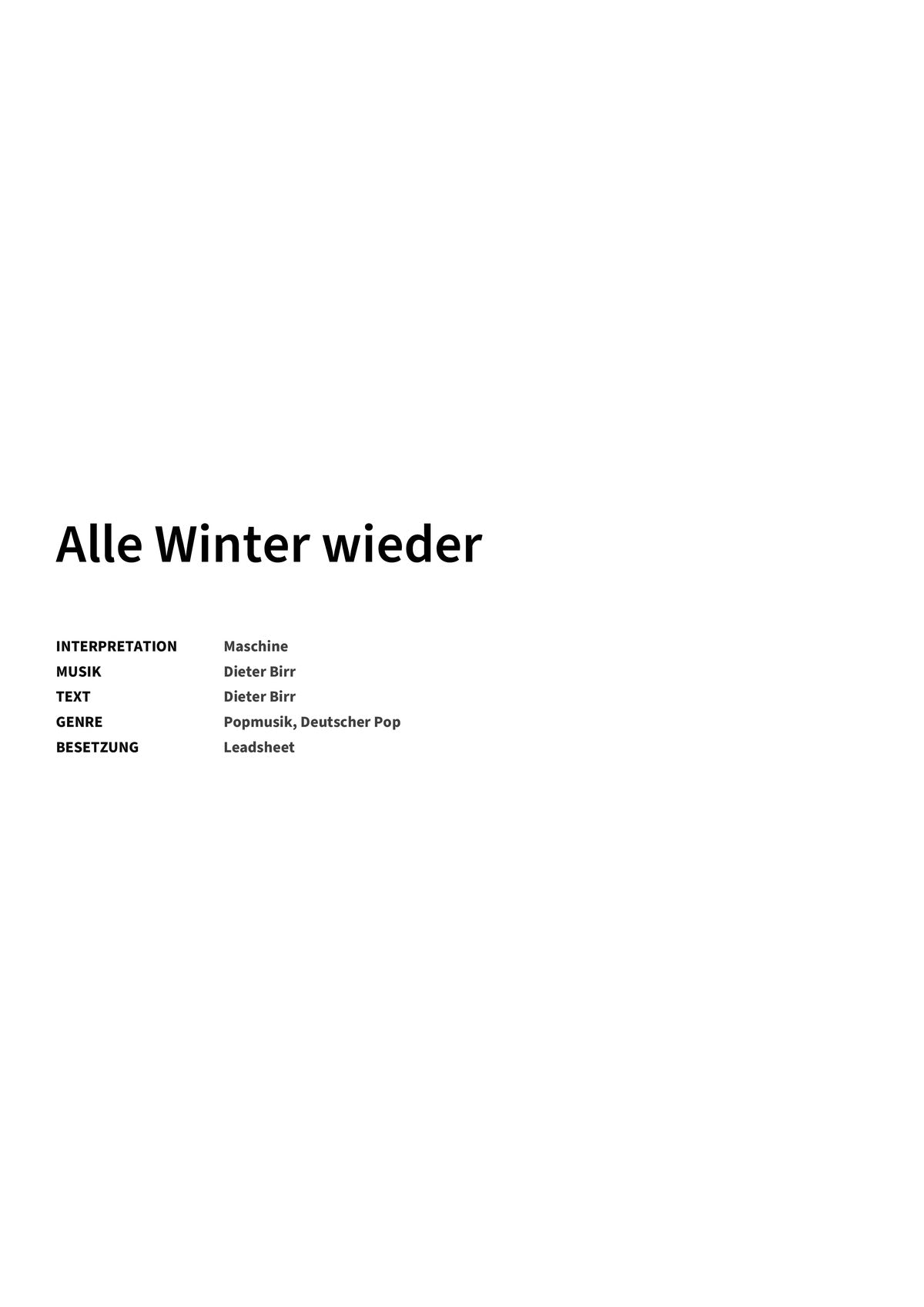 Alle Winter wieder - Title Page