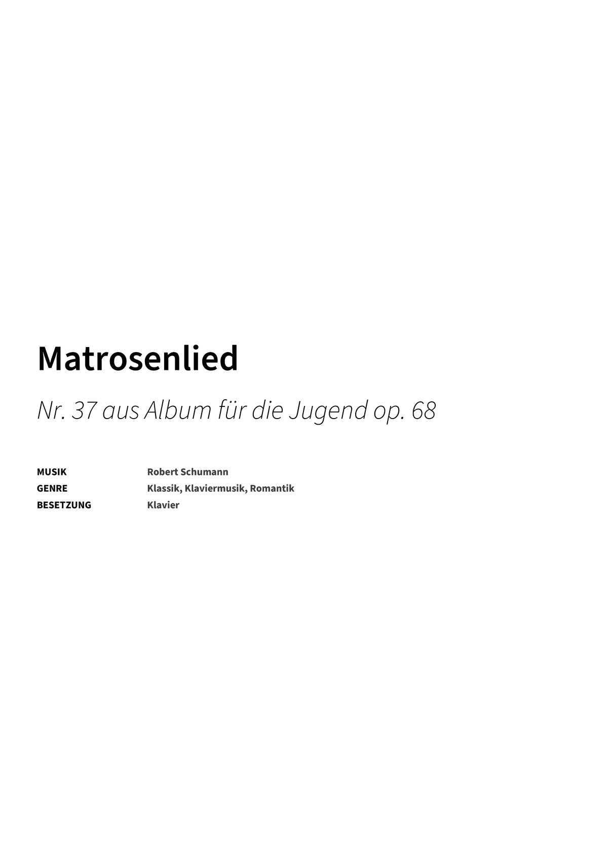 Matrosenlied - Title Page