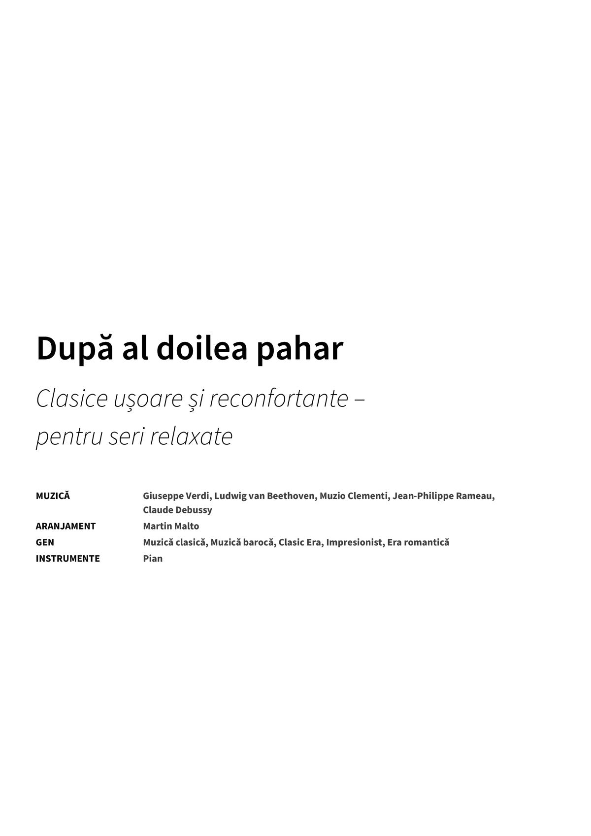 După al doilea pahar - Title Page