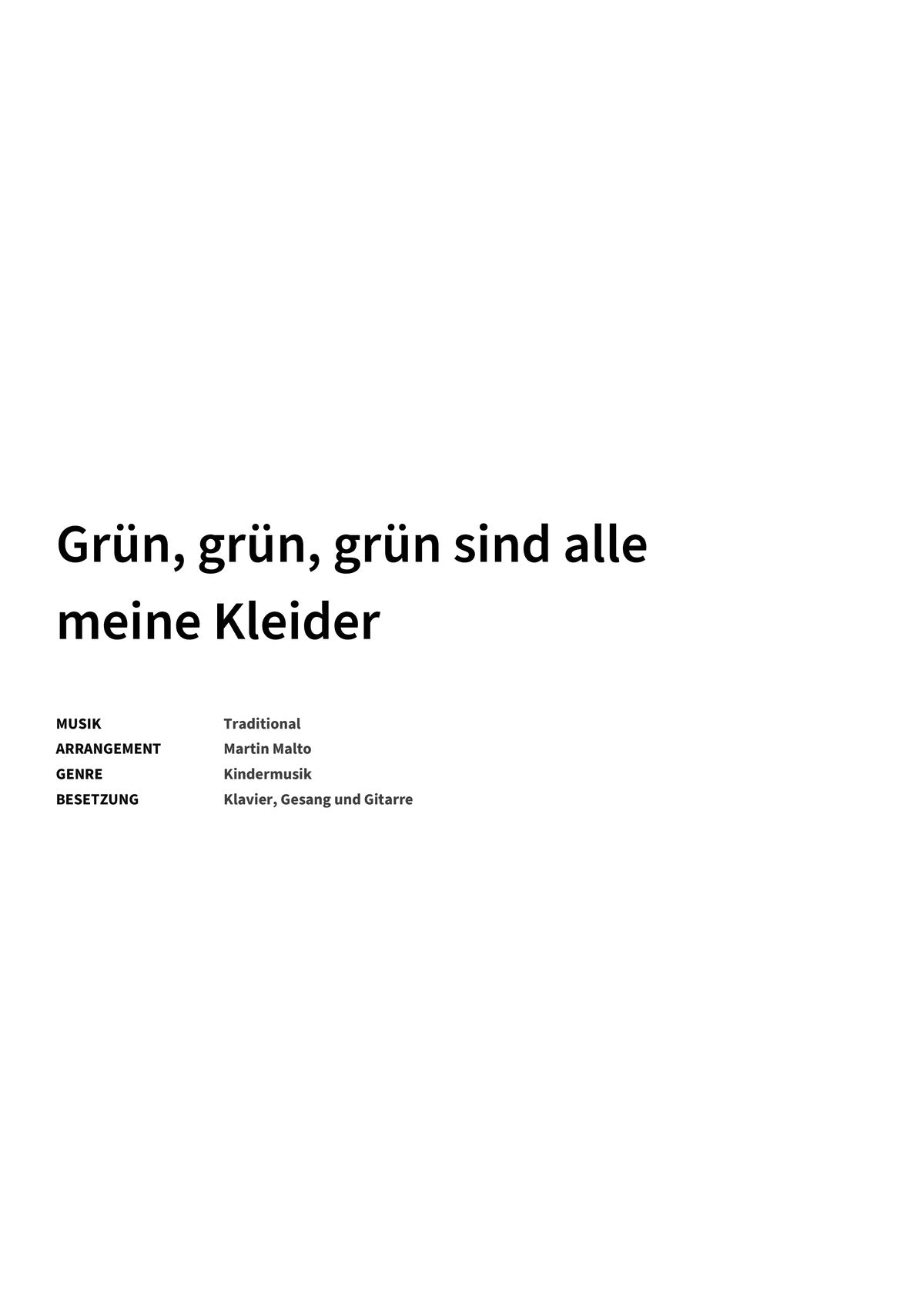 Grün, grün, grün sind alle meine Kleider - Title Page