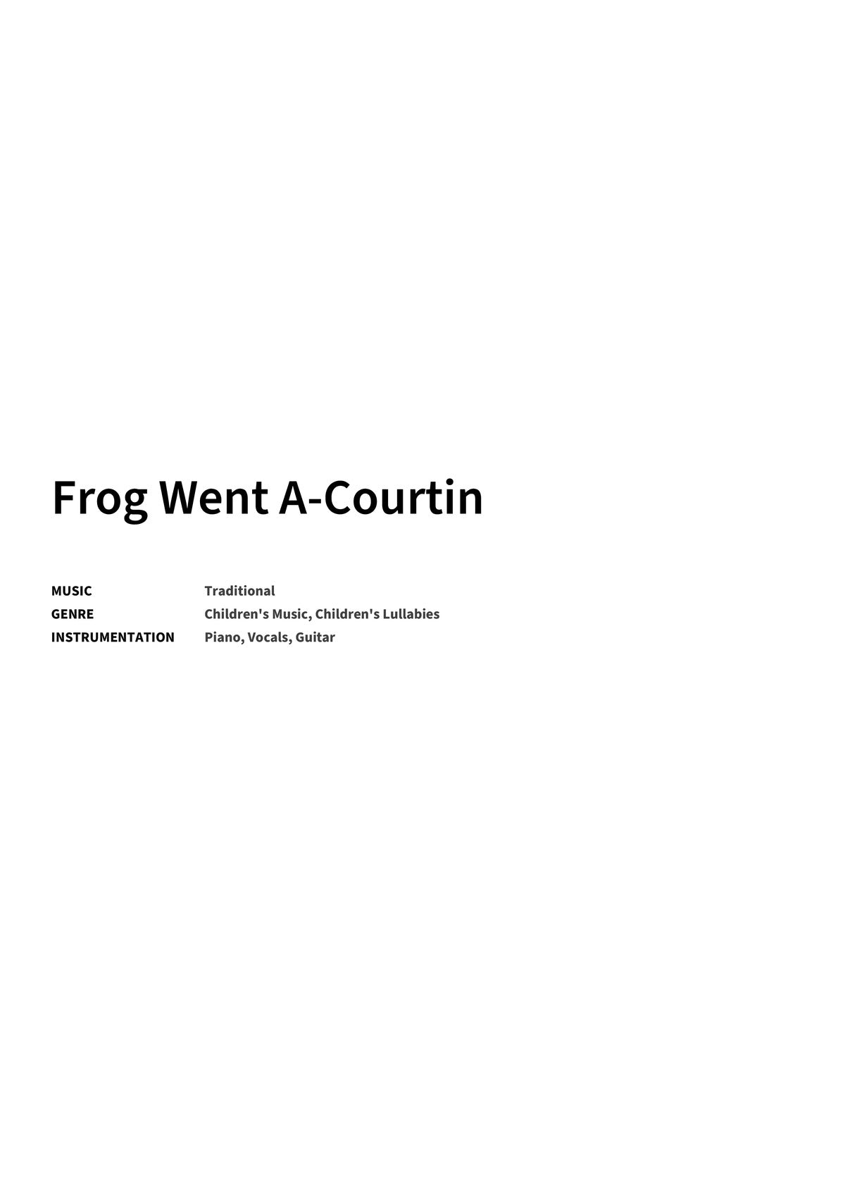 Frog Went A-Courtin - Title Page