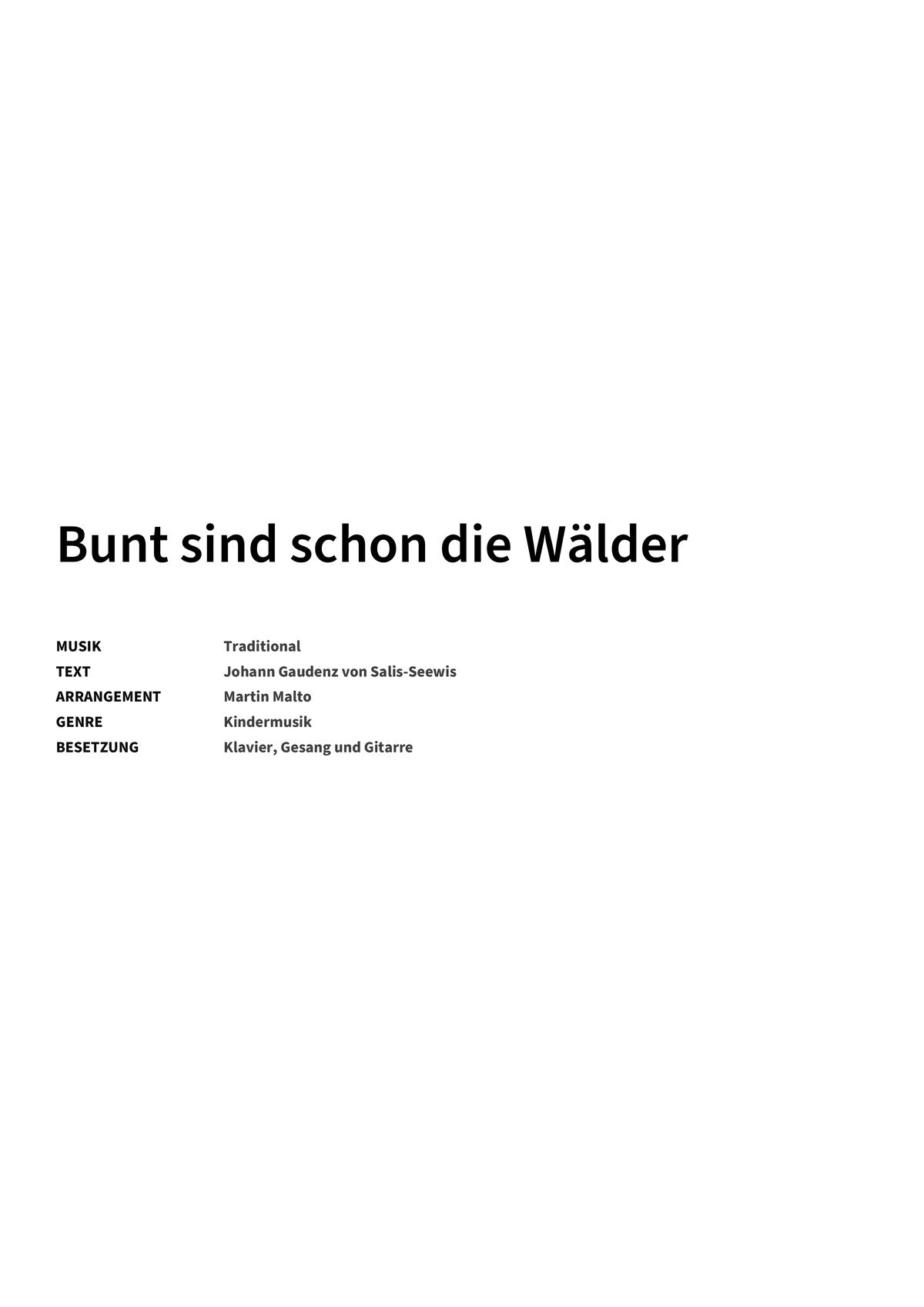 Bunt sind schon die Wälder - Title Page