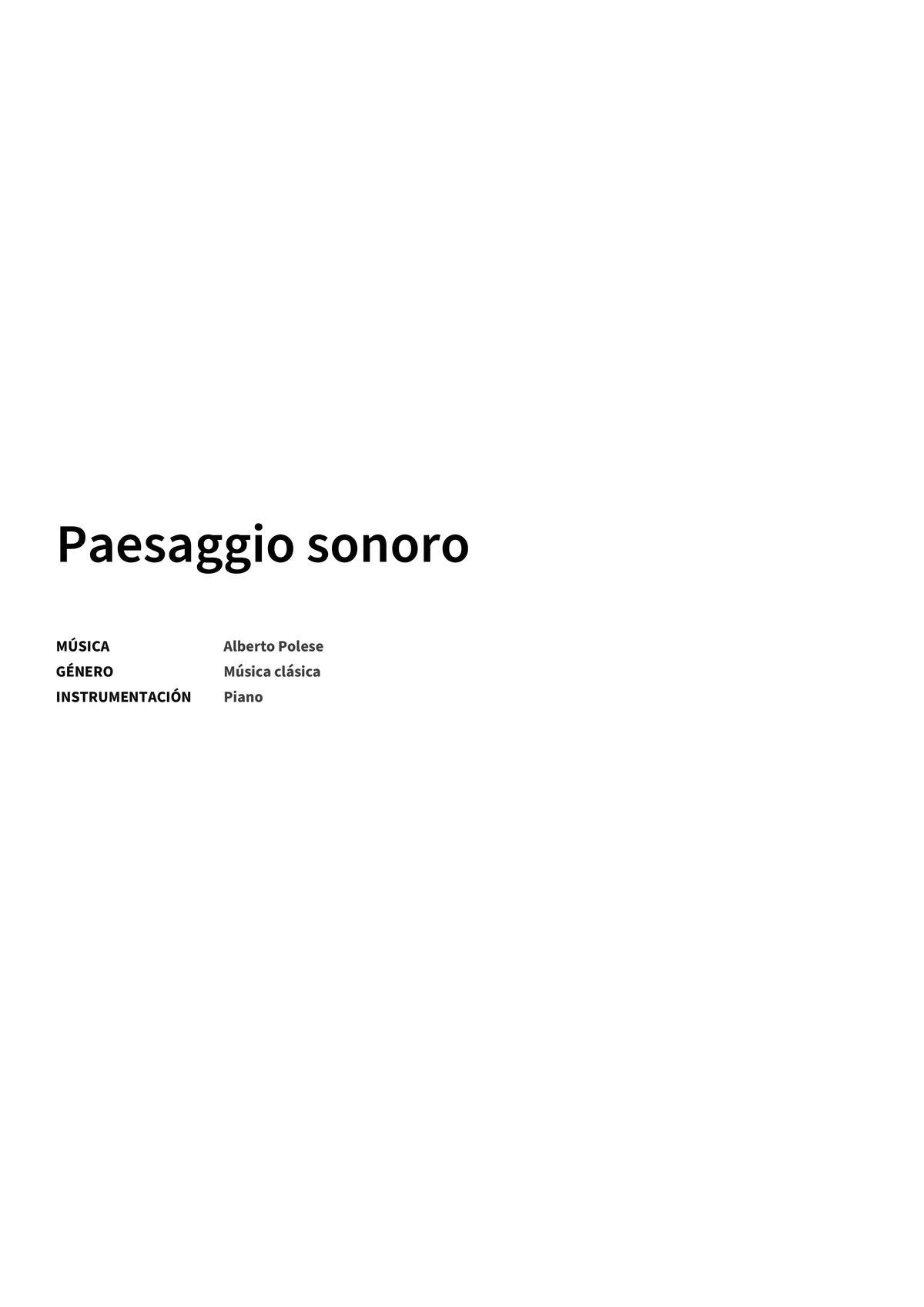 Paesaggio sonoro - Title Page